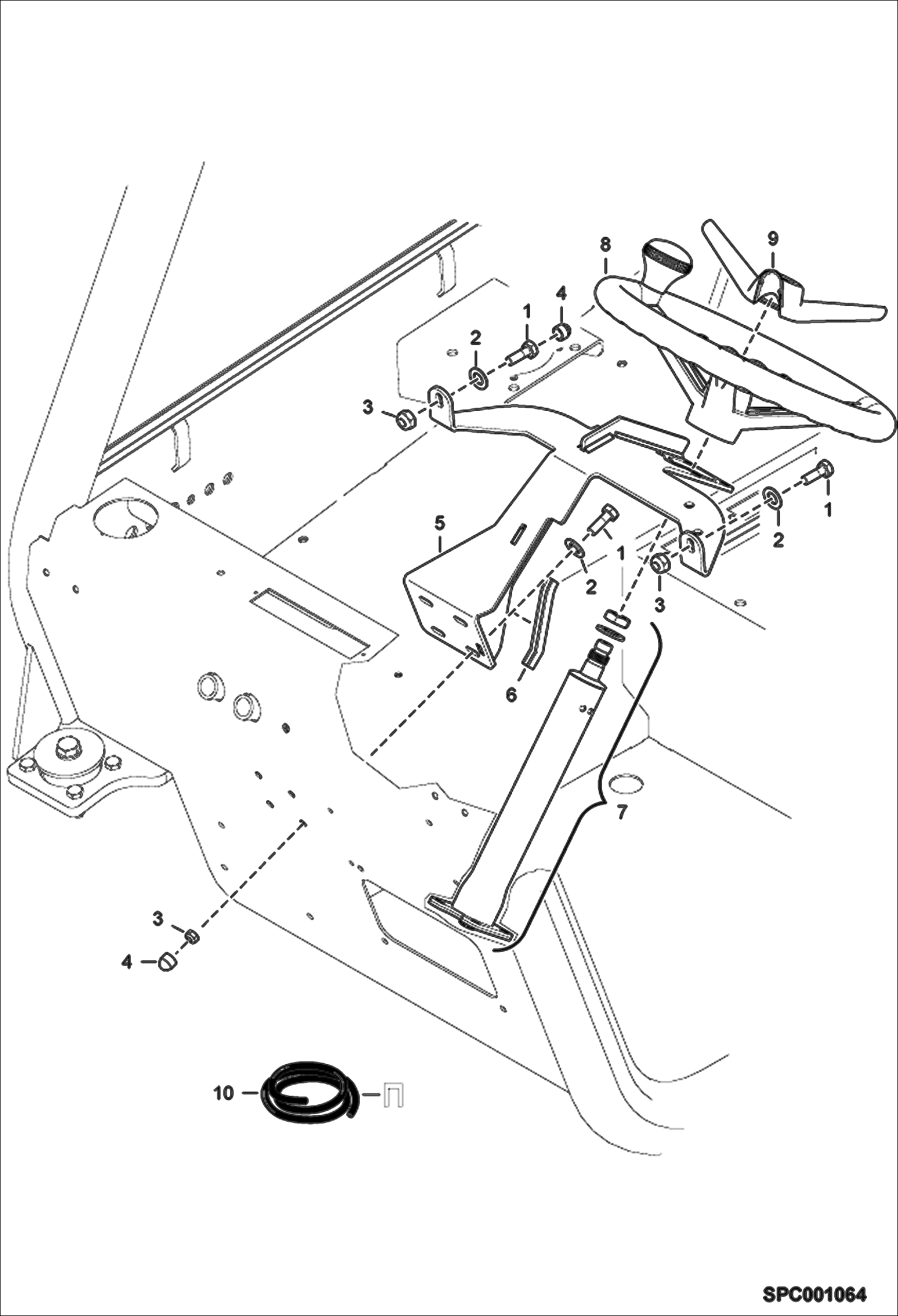 Схема запчастей Bobcat T2250 - STEERING COLUMN MAIN FRAME