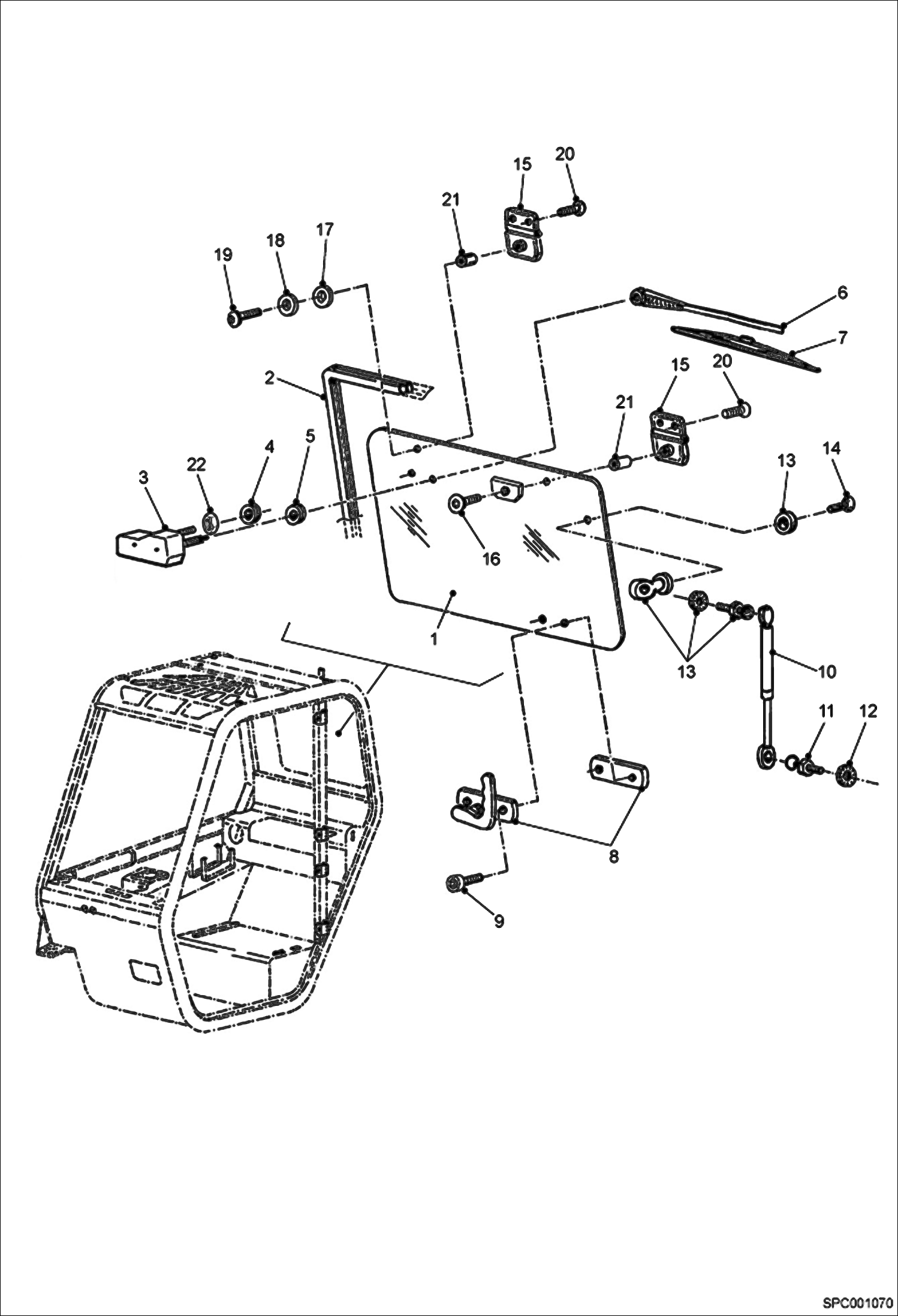 Схема запчастей Bobcat T35120L - REAR WINDOW INSTALLATION MAIN FRAME