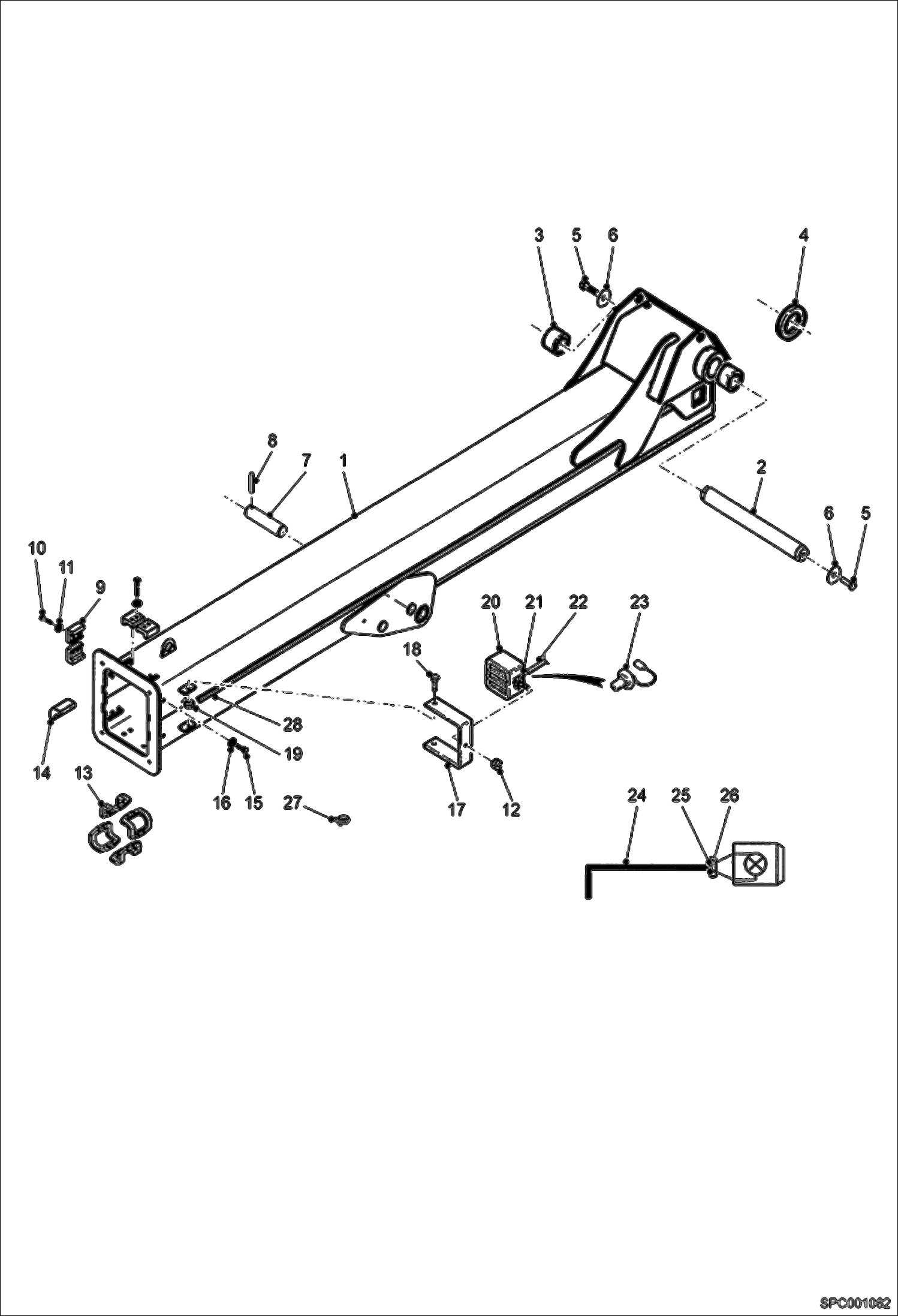Схема запчастей Bobcat T2556 - FIXED BOOM ASSY (S/N 363112001 & Above) MAIN FRAME
