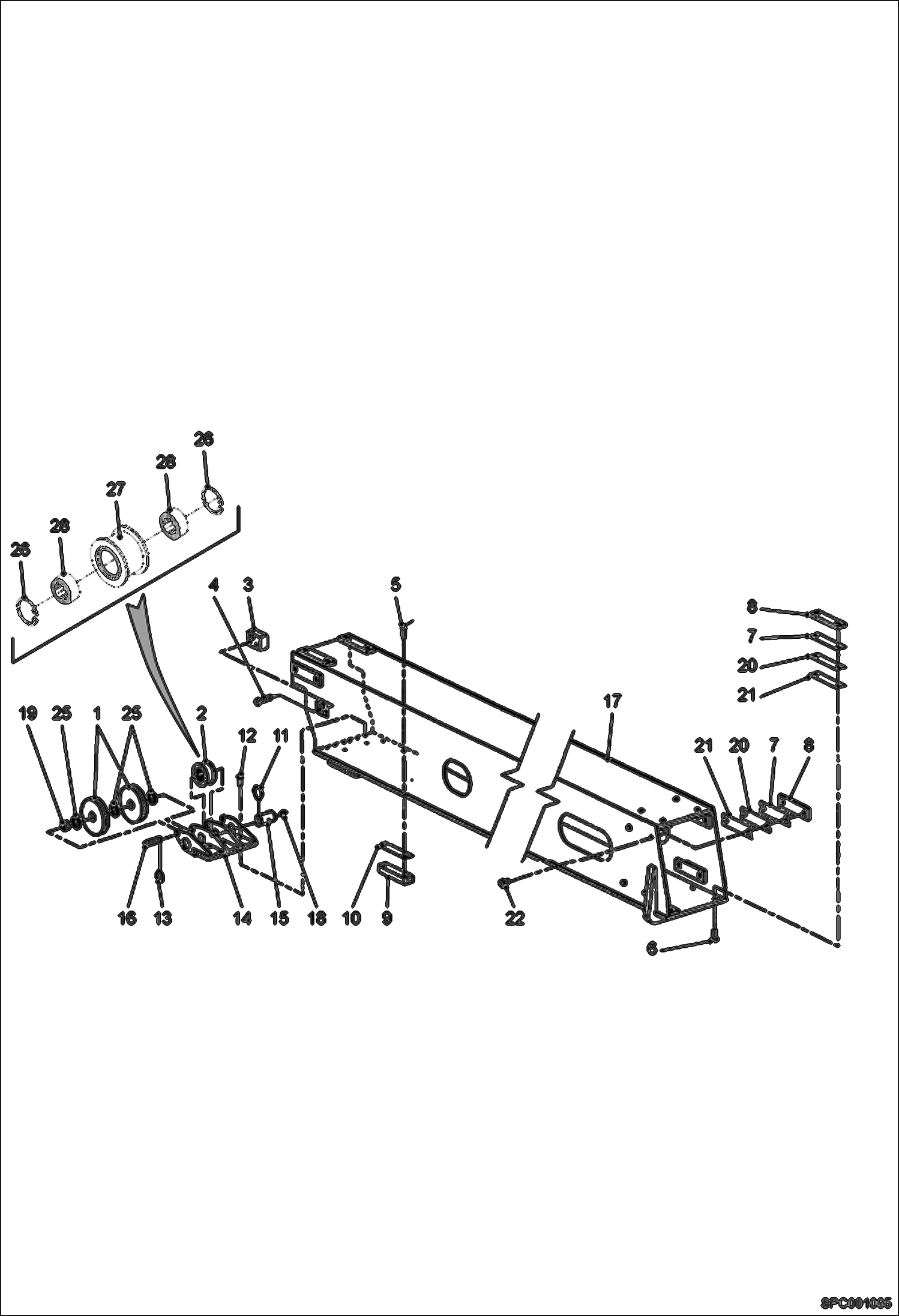 Схема запчастей Bobcat VR530C - INTERMEDIATE BOOM ASSY (S/N 366011001 - 11999, 366111001 - 11999) MAIN FRAME