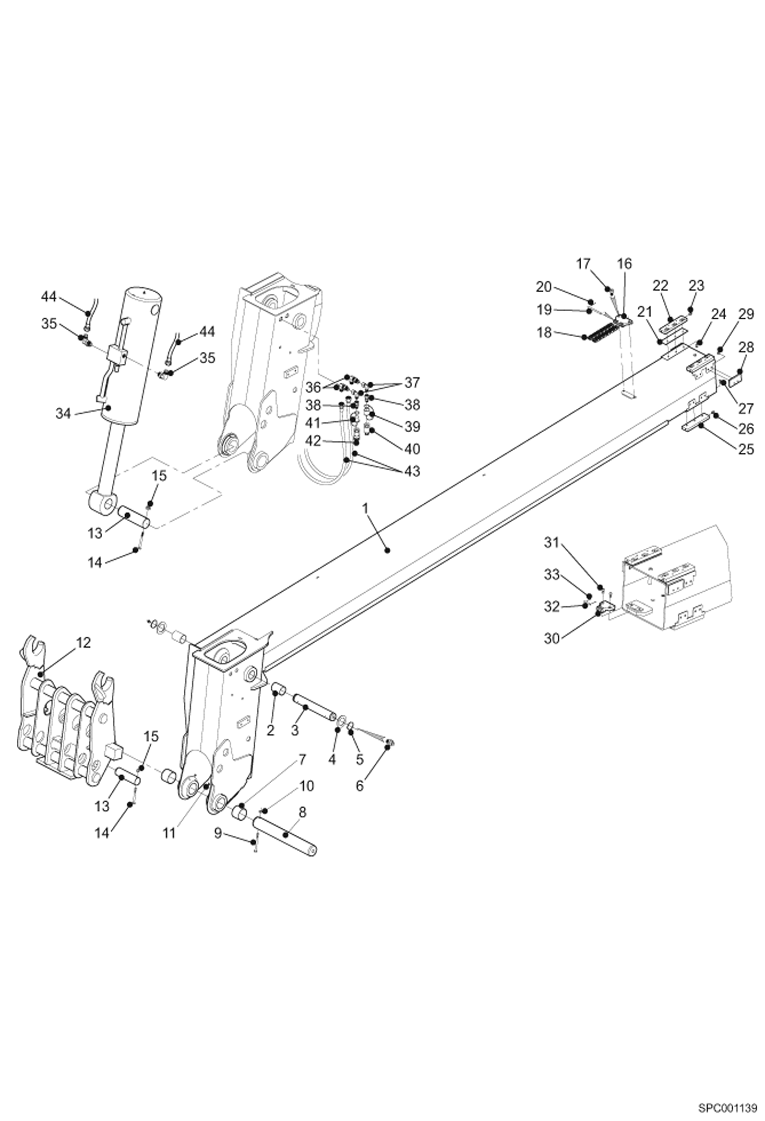 Схема запчастей Bobcat T35100L - END BOOM ASSY (S/N A8GT11001 & Above) MAIN FRAME