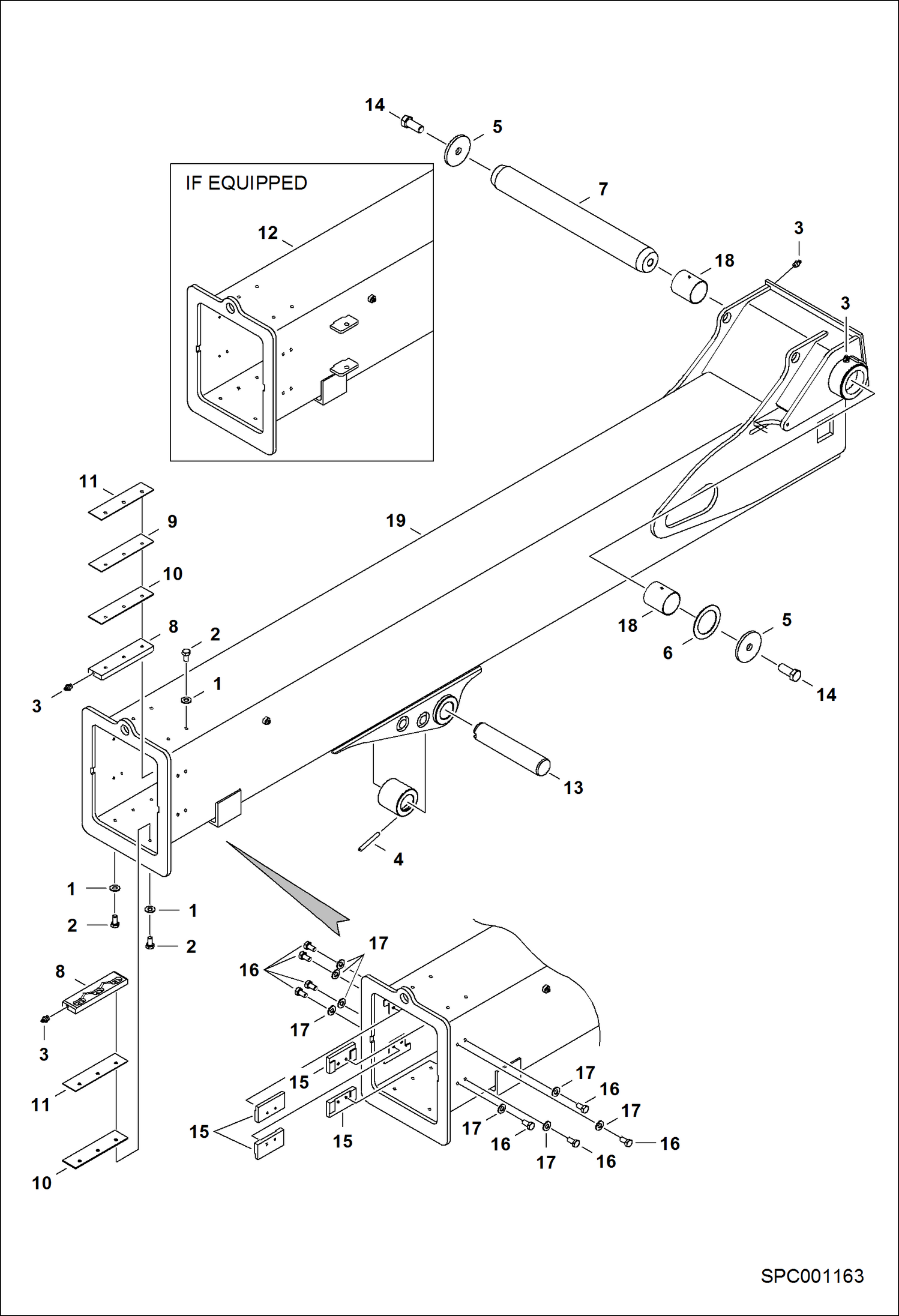 Схема запчастей Bobcat T2250 - FIXED BOOM ASSY MAIN FRAME
