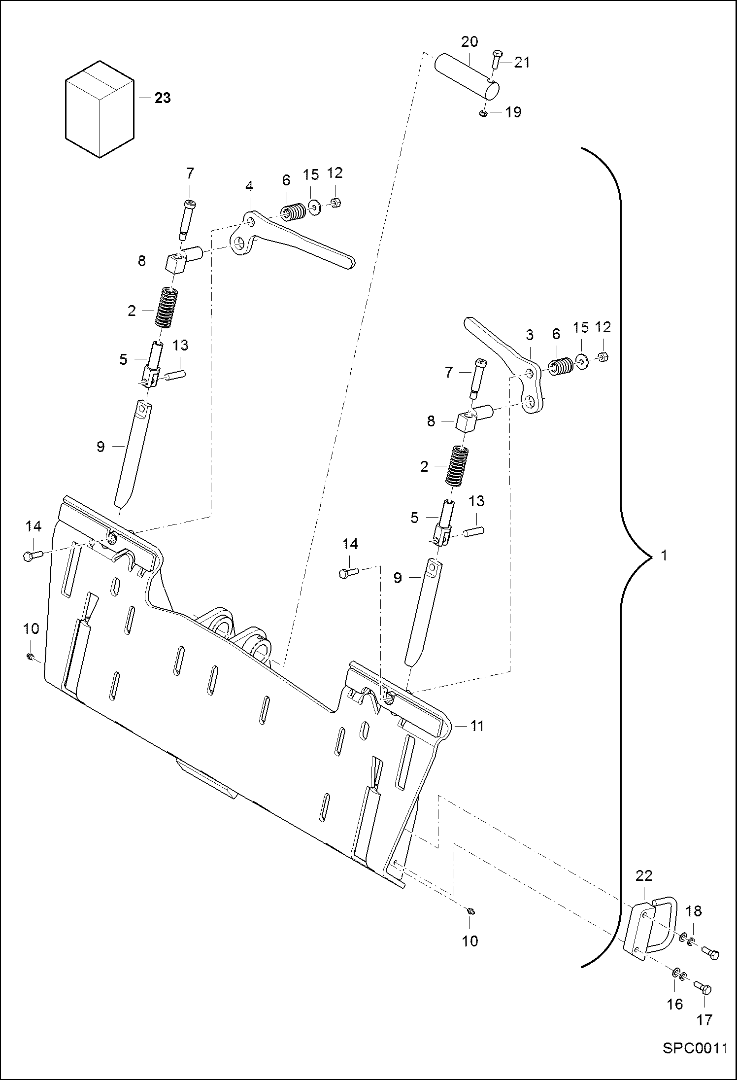 Схема запчастей Bobcat T2250 - BOB-TACH MANUAL LOCK MAIN FRAME