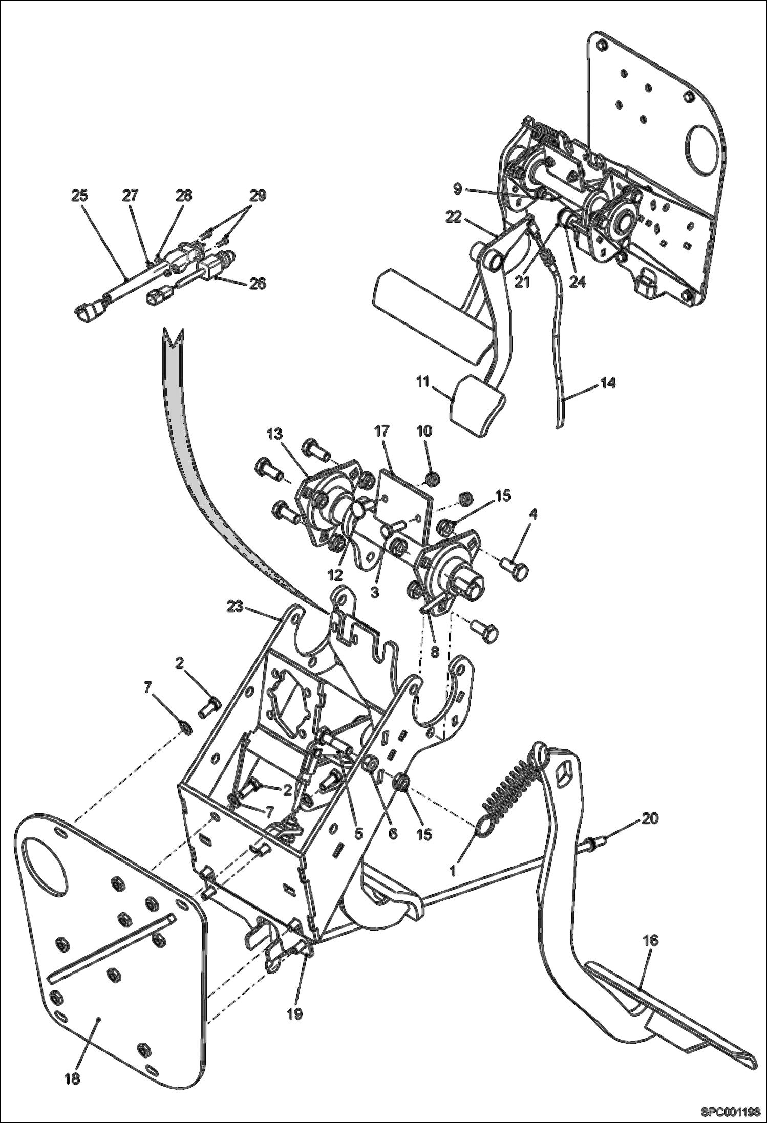 Схема запчастей Bobcat T3571L - PEDALS INSTALLATION MAIN FRAME