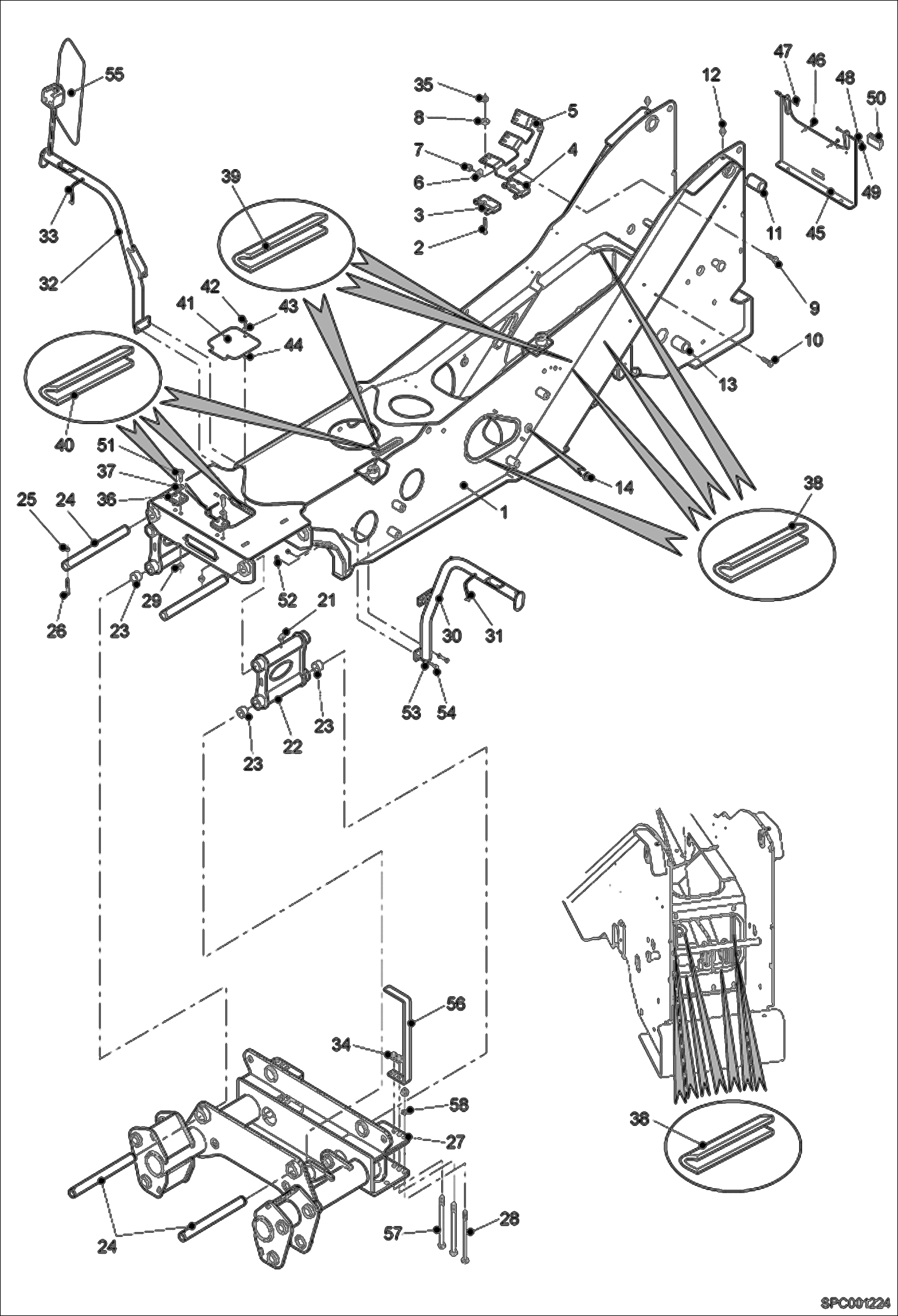 Схема запчастей Bobcat T40170 - FRAME MAIN FRAME
