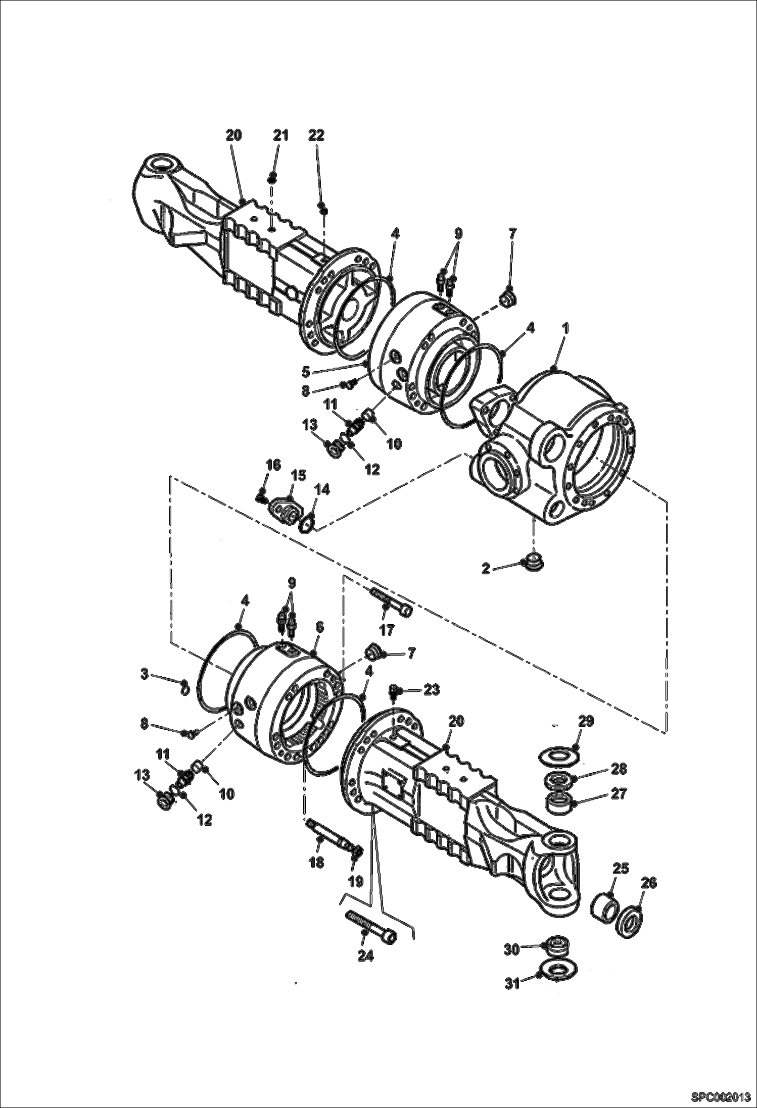 Схема запчастей Bobcat T35120SL - HOUSING - FRONT AXLE DRIVE SYSTEM