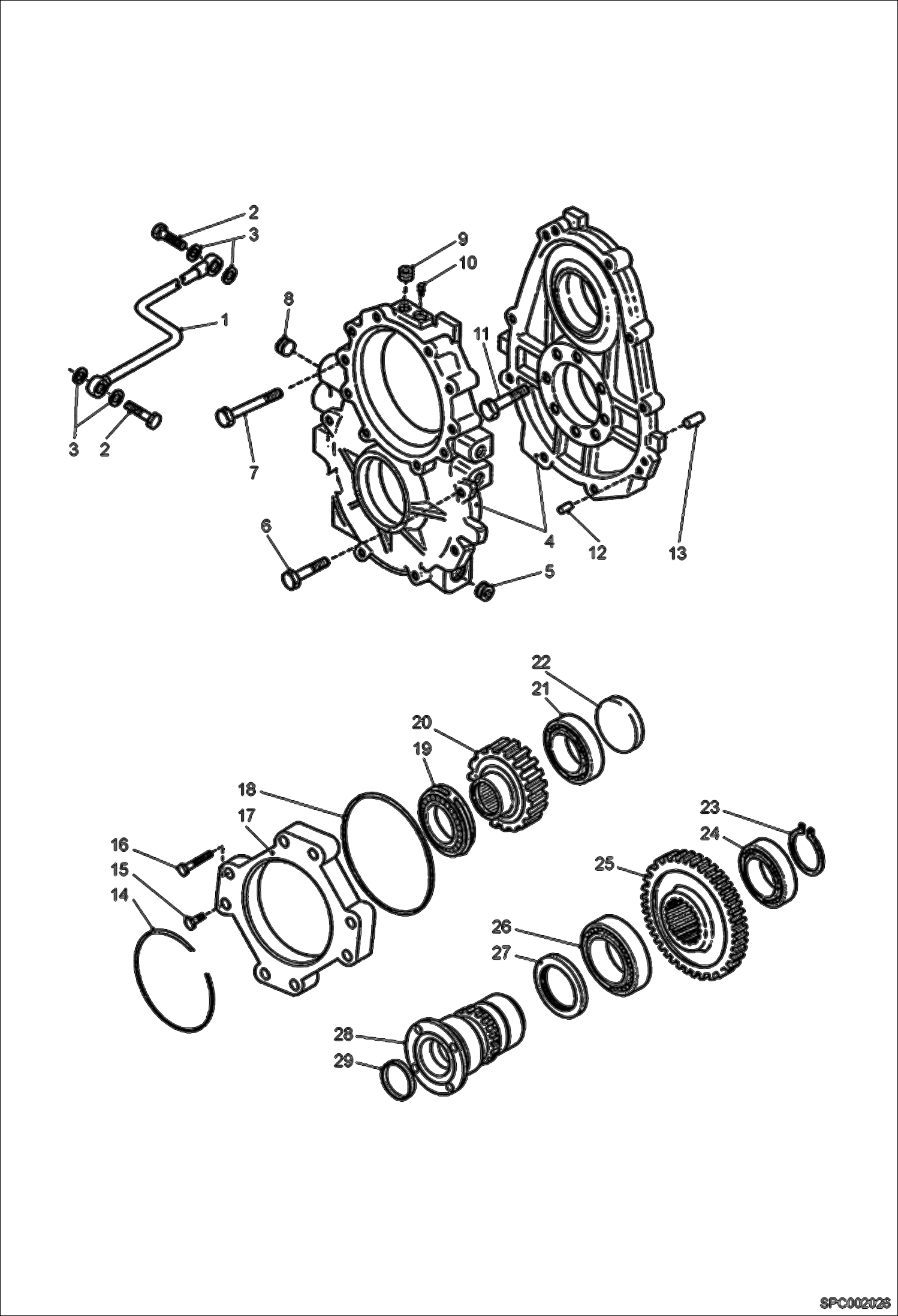 Схема запчастей Bobcat T2566 - REDUCER BOX - FRONT AXLE DRIVE SYSTEM