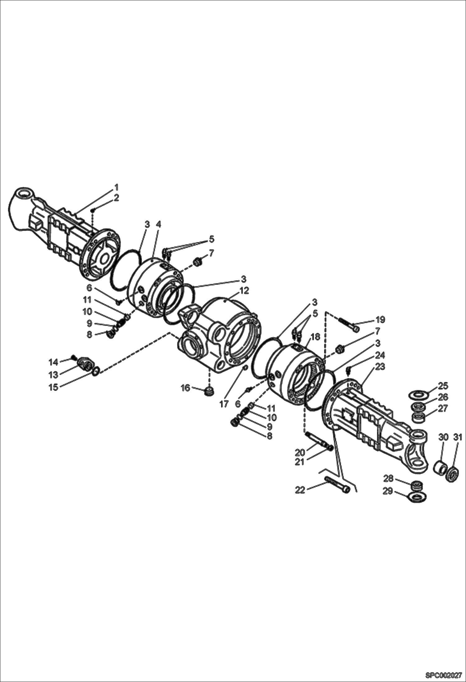 Схема запчастей Bobcat V518 - HOUSING - FRONT AXLE DRIVE SYSTEM