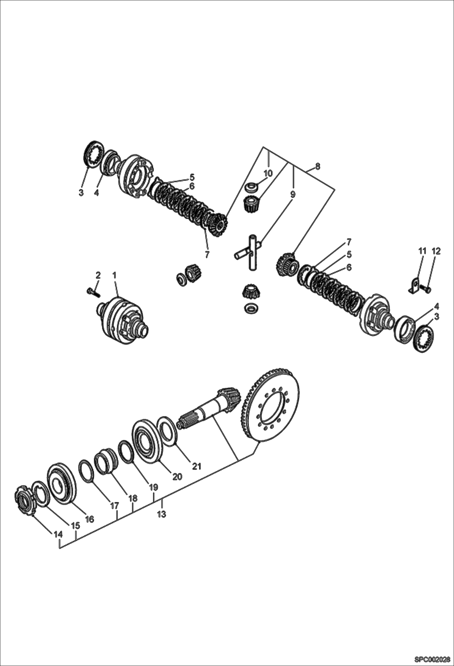 Схема запчастей Bobcat T2566 - DIFFERENTIAL - FRONT AXLE DRIVE SYSTEM