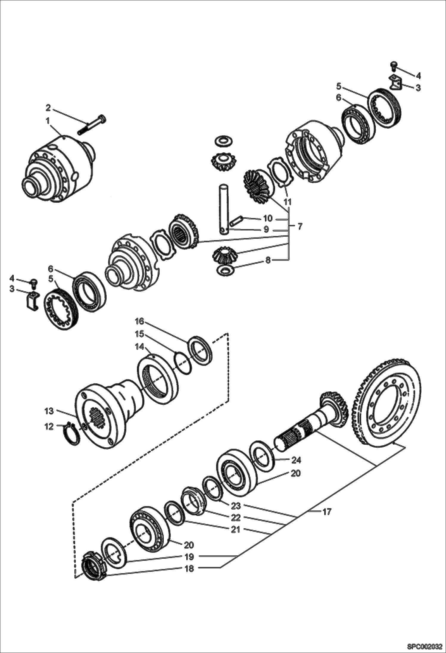 Схема запчастей Bobcat T2566 - DIFFERENTIAL - REAR AXLE DRIVE SYSTEM