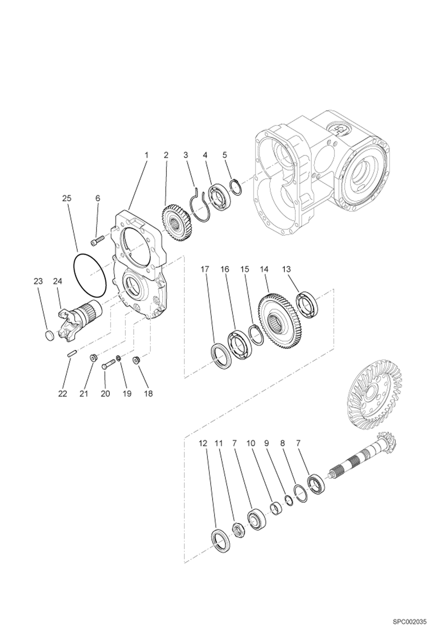 Схема запчастей Bobcat T40170 - REDUCER BOX - FRONT AXLE DRIVE SYSTEM