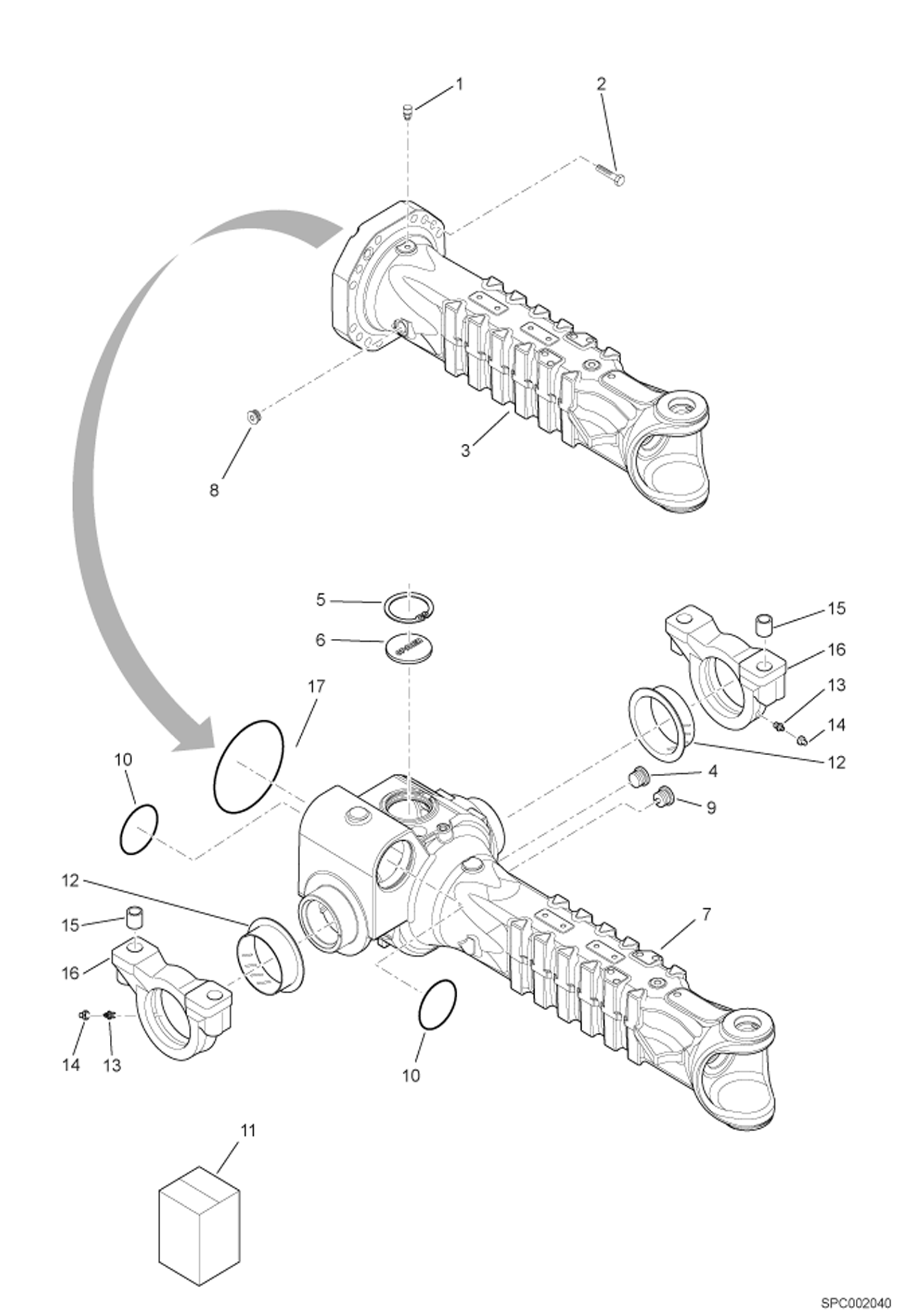 Схема запчастей Bobcat T40170 - HOUSING - REAR AXLE (Assy #6914475) DRIVE SYSTEM