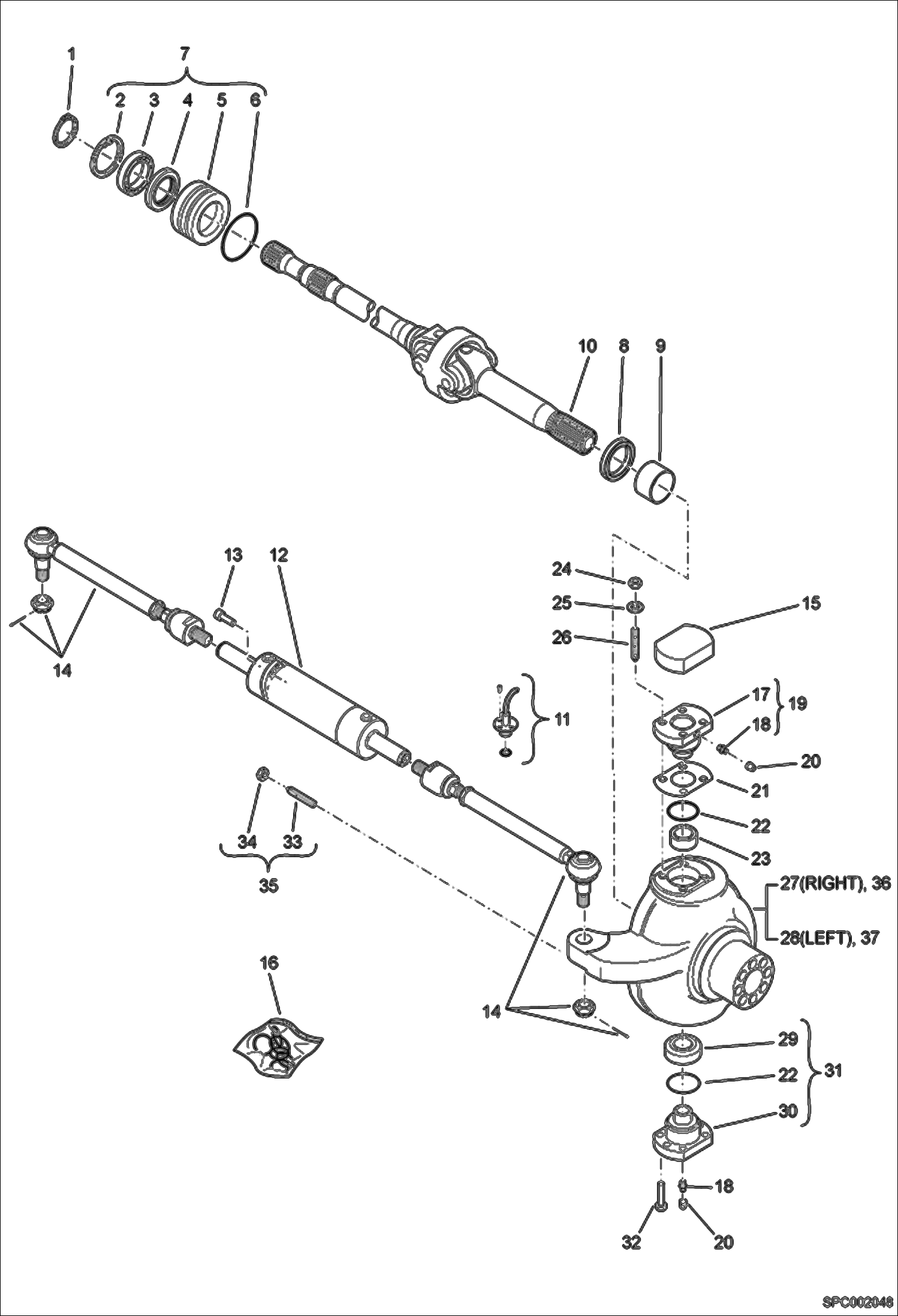 Схема запчастей Bobcat T40170 - STEERING - FRONT AXLE DRIVE SYSTEM
