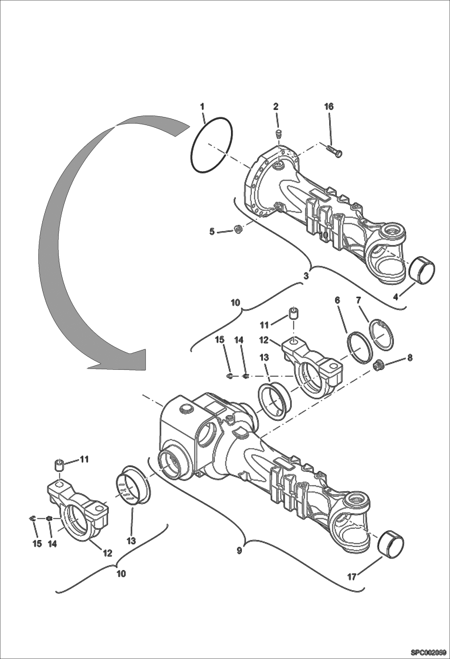 Схема запчастей Bobcat T2566 - HOUSING - REAR AXLE DRIVE SYSTEM