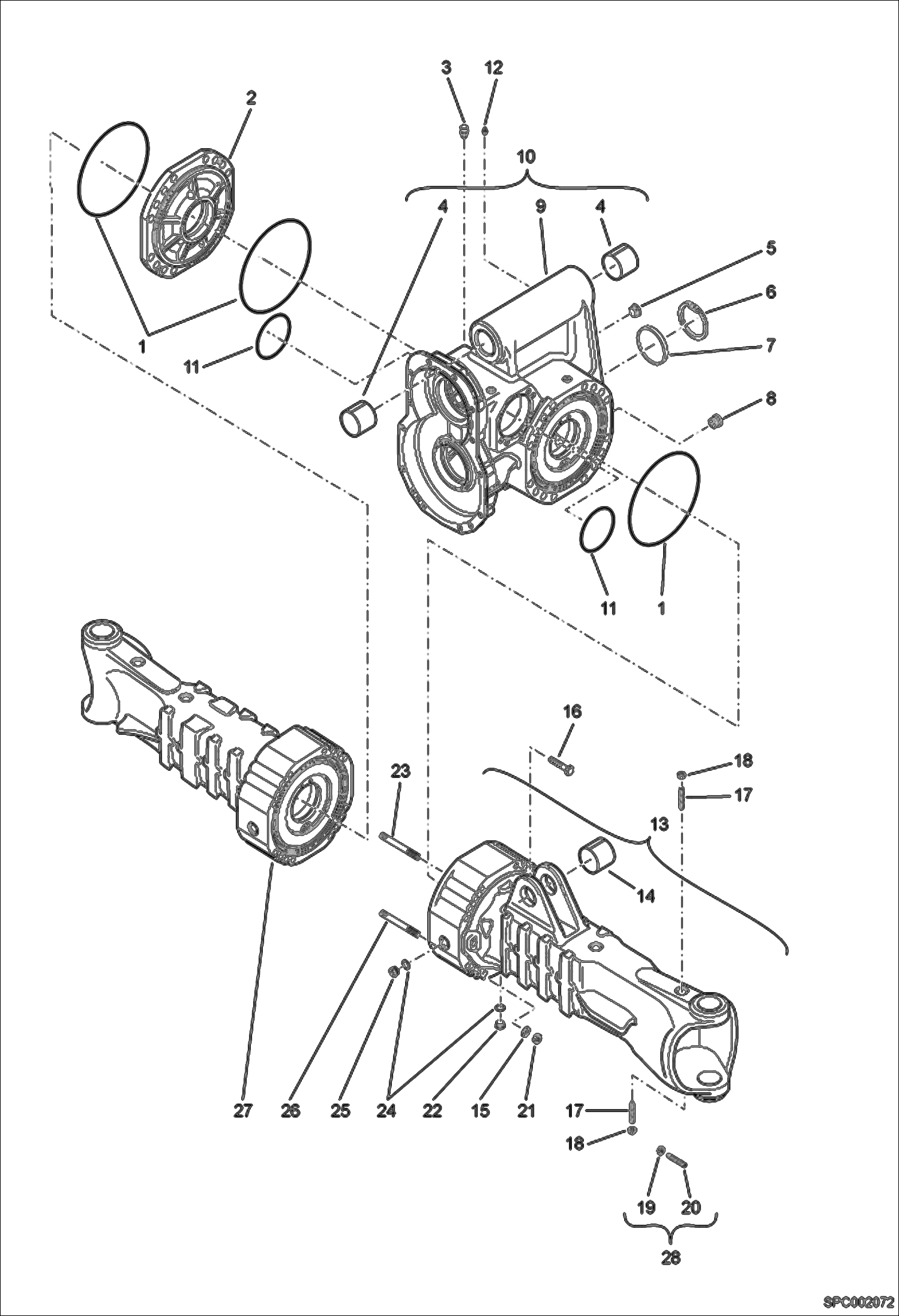 Схема запчастей Bobcat T35100L - HOUSING - FRONT AXLE DRIVE SYSTEM