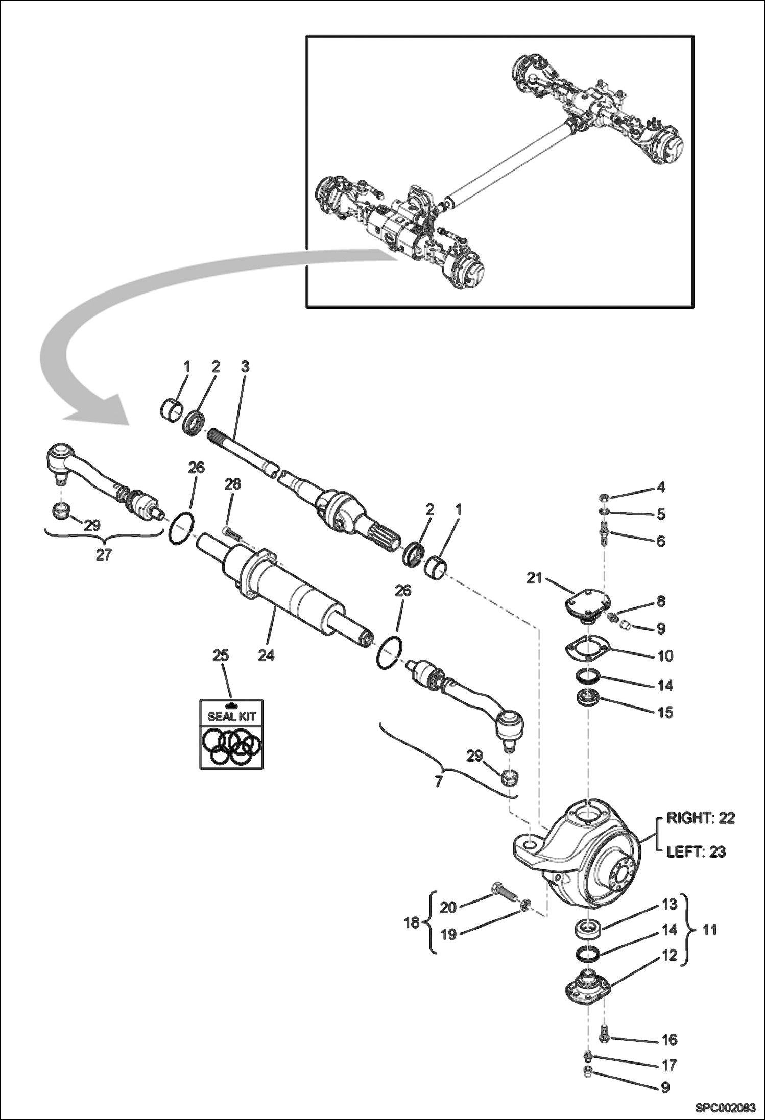 Схема запчастей Bobcat T2250 - STEERING - FRONT AXLE DRIVE SYSTEM