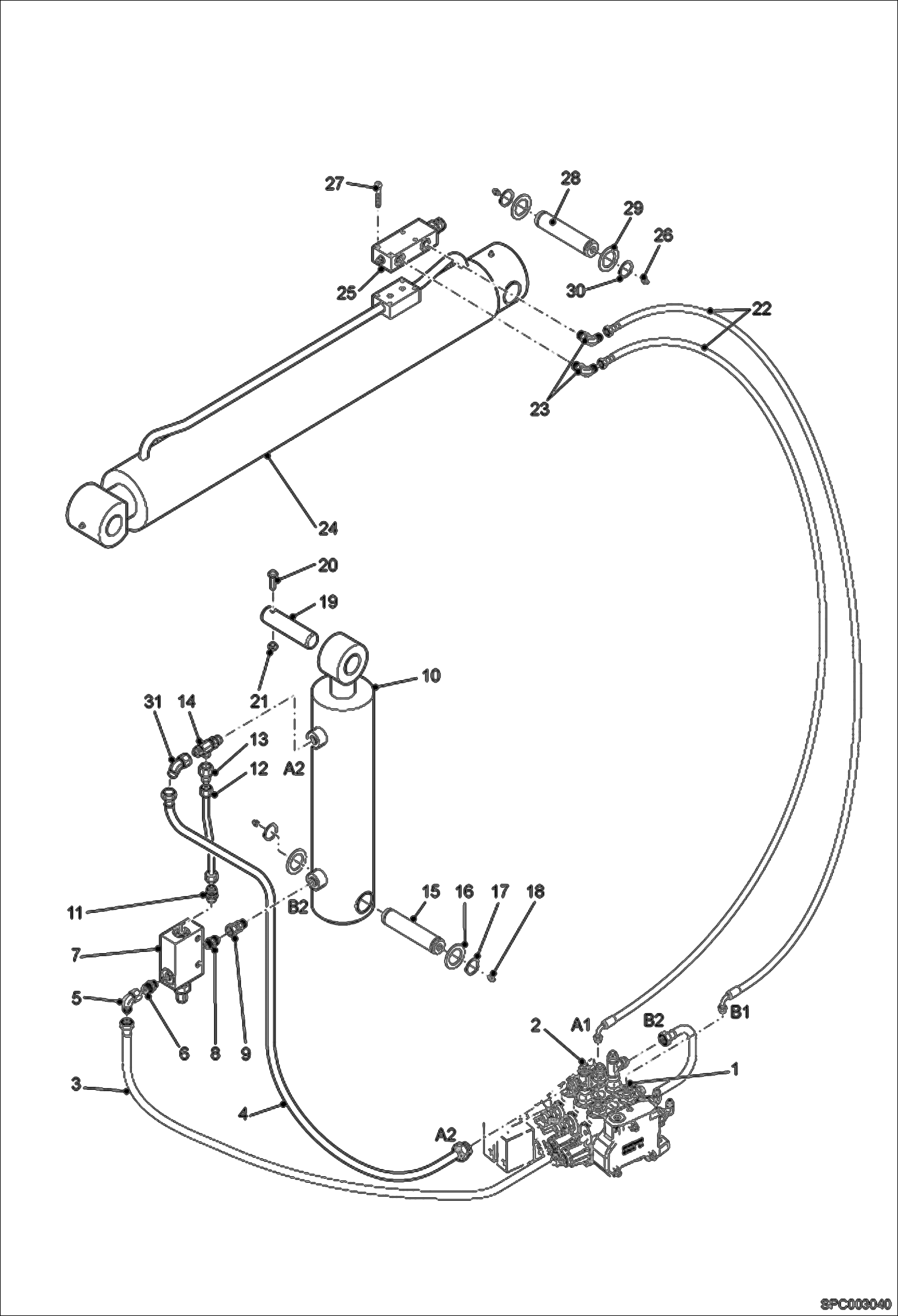 Схема запчастей Bobcat VR530C - LIFT & COMPENSATION CYLINDER INSTALLATION HYDRAULIC SYSTEM