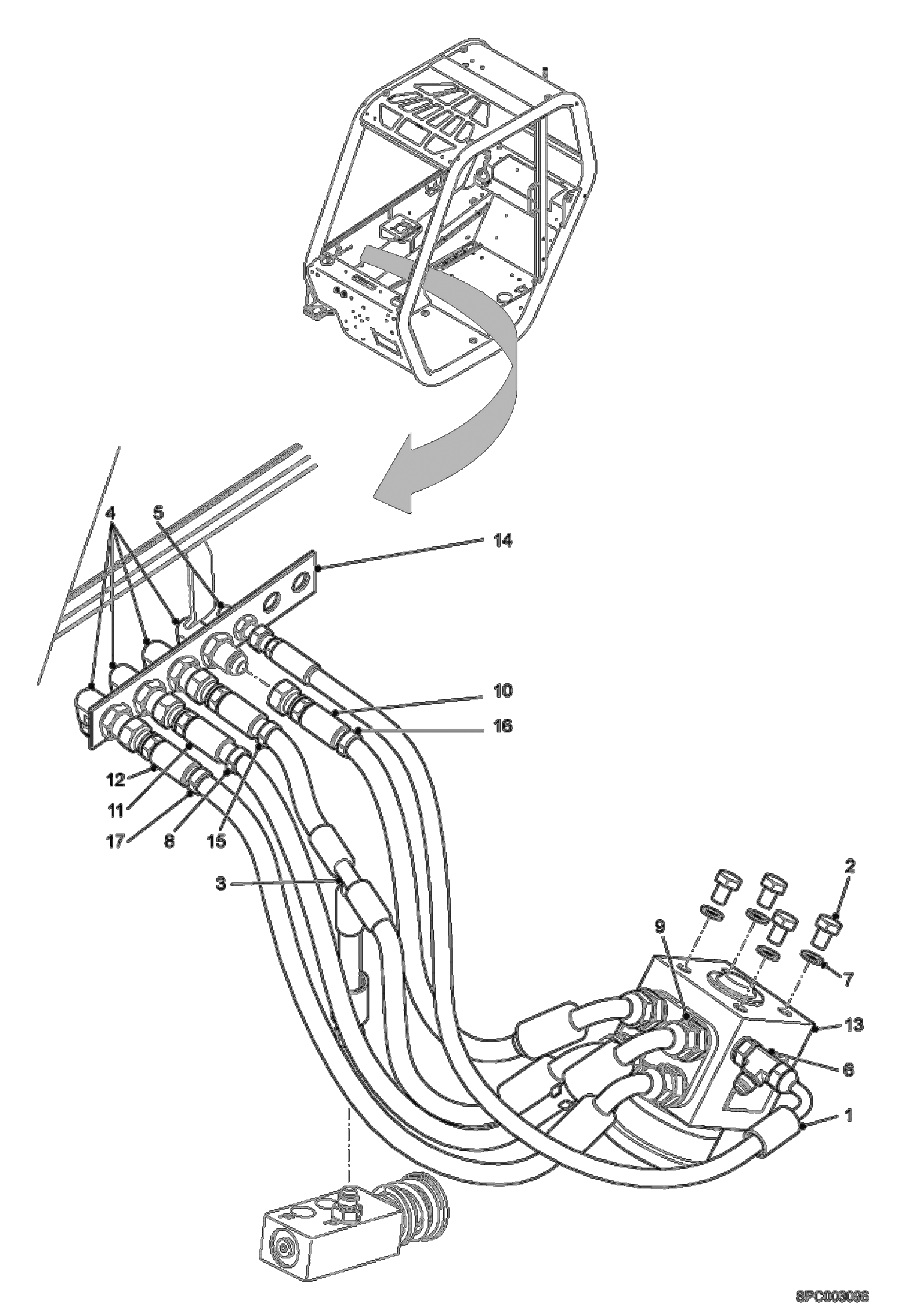 Схема запчастей Bobcat T2250 - HYDRAULIC CIRCUITRY (Steering) HYDRAULIC SYSTEM