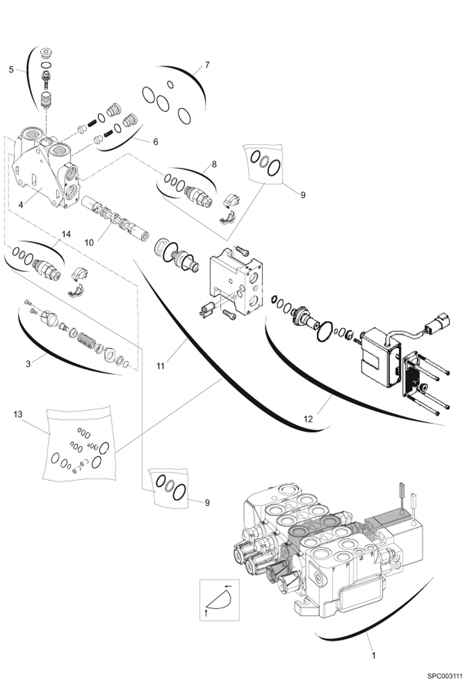 Схема запчастей Bobcat VR530C - HYDRAULIC CONTROL VALVE (Tilt Section) HYDRAULIC SYSTEM