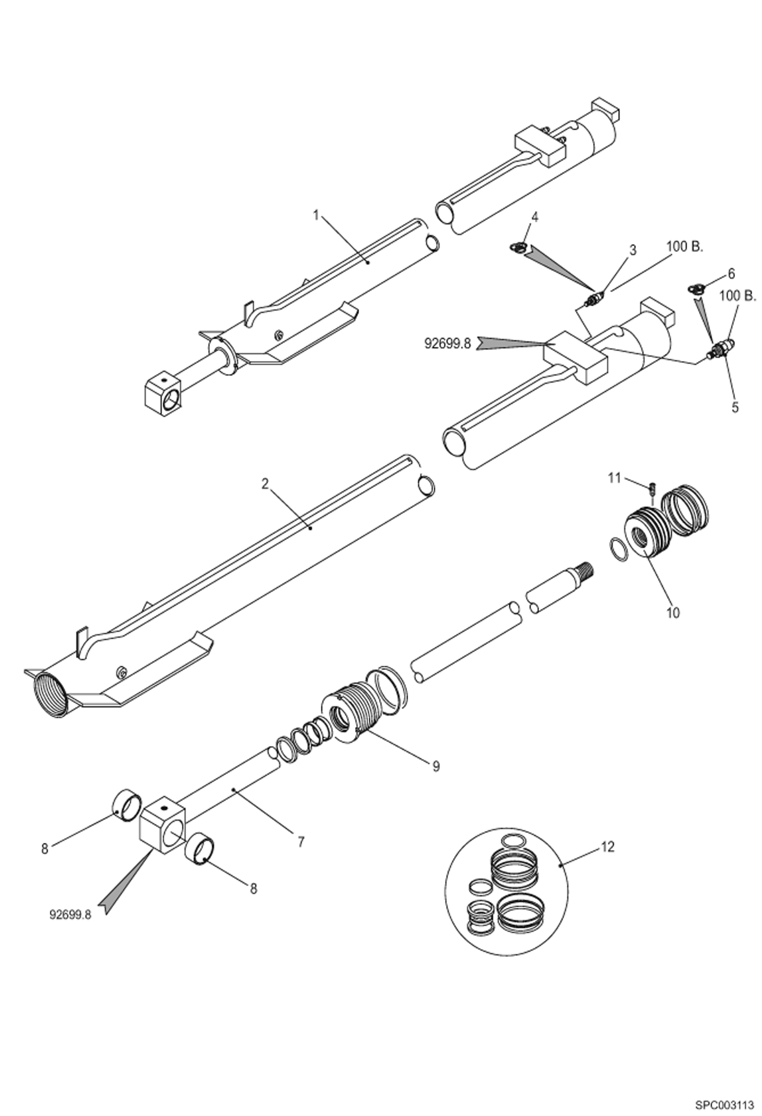Схема запчастей Bobcat T2556 - TELESCOPE CYLINDER (S/N 363012001 & Above) HYDRAULIC SYSTEM