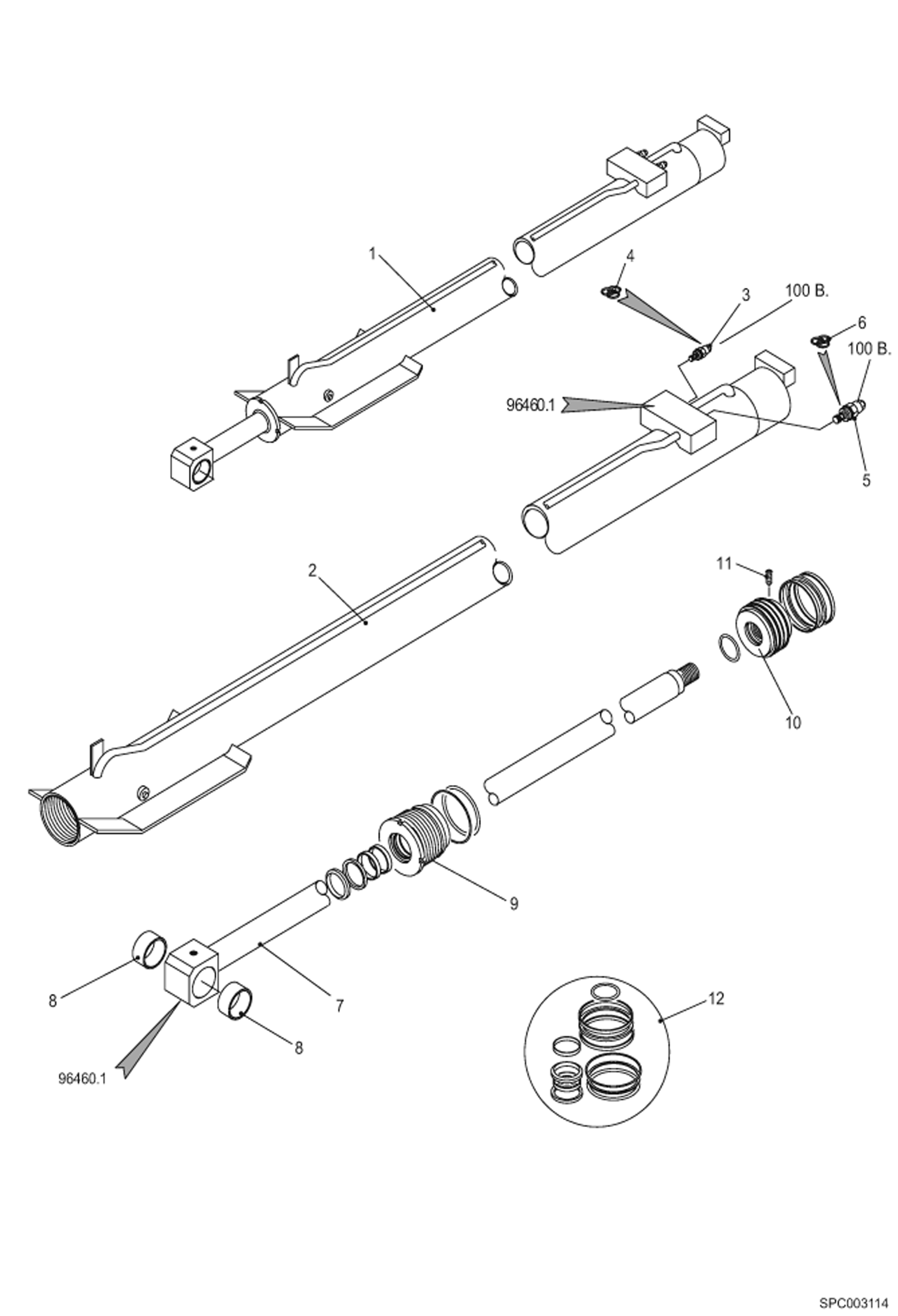 Схема запчастей Bobcat T2556 - TELESCOPE CYLINDER (S/N 363112001 & Above) HYDRAULIC SYSTEM