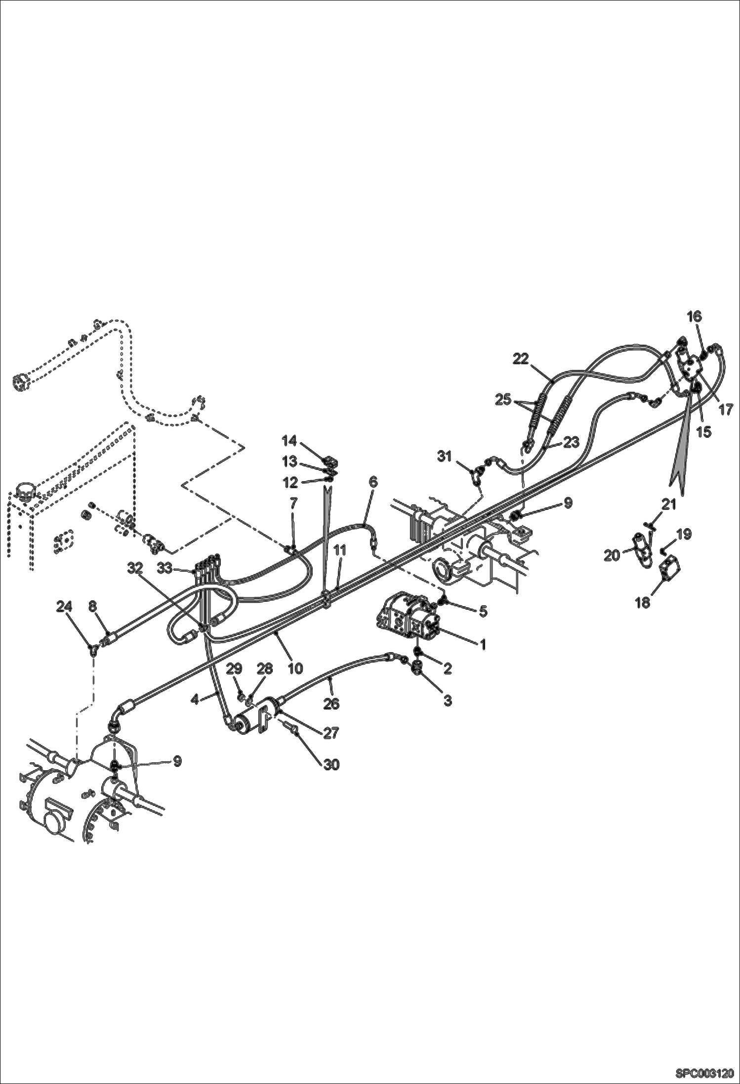 Схема запчастей Bobcat T2566 - STEERING HOSE & FITTINGS (WITH DAMPER) HYDRAULIC SYSTEM