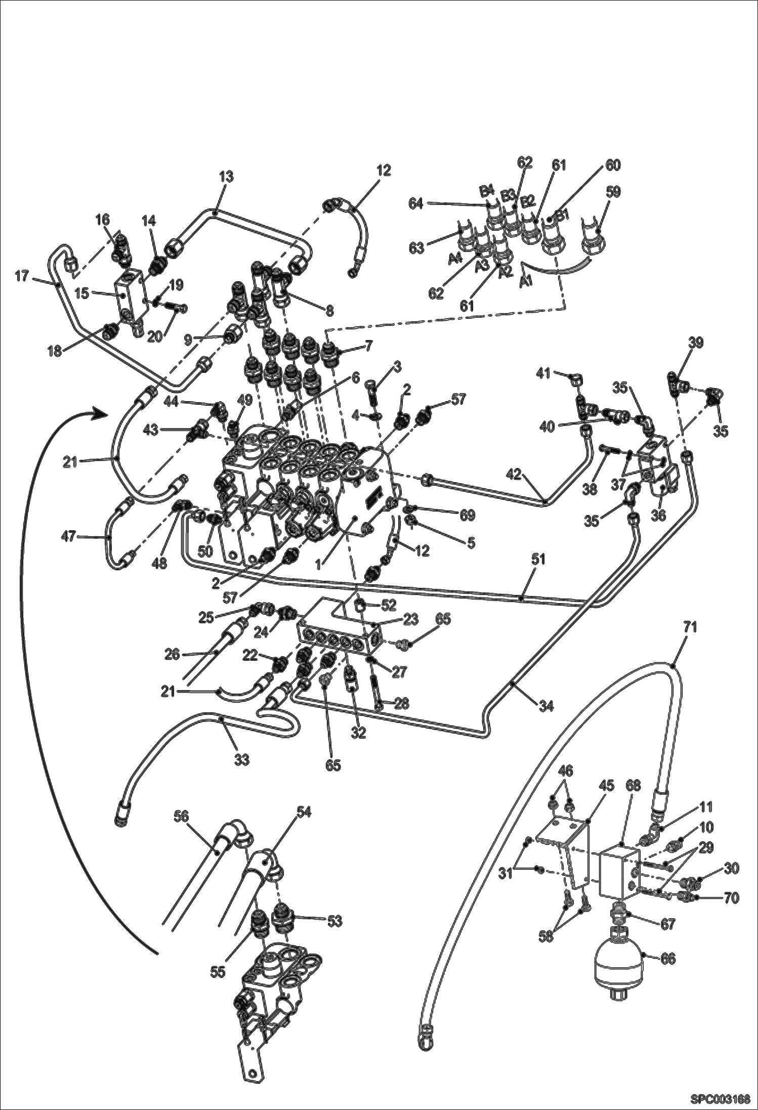 Схема запчастей Bobcat VR518 - HYDRAULIC CONTROL VALVE INSTALLATION (S/N 364612500 & Below, 364712500 & Below) HYDRAULIC SYSTEM