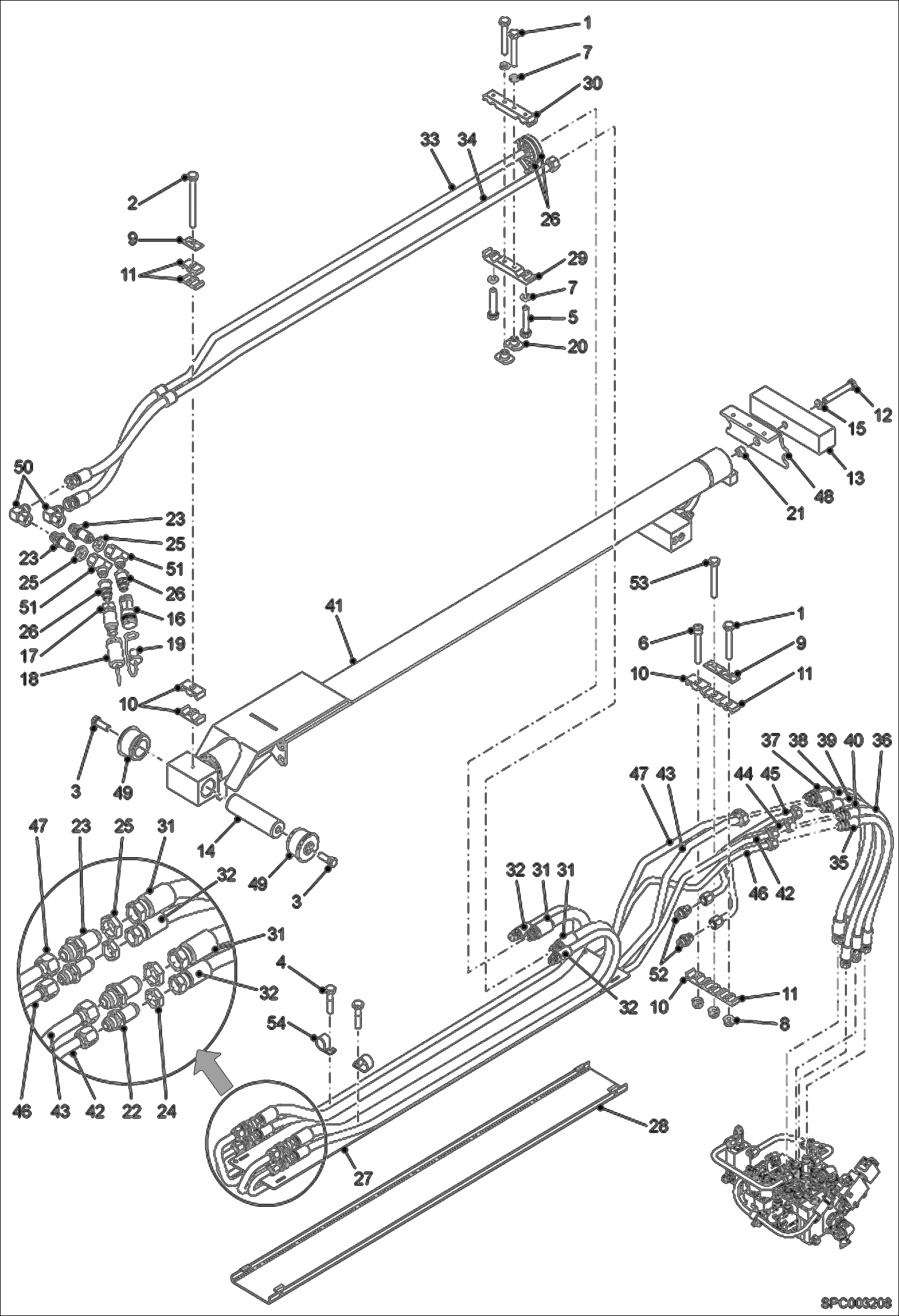 Схема запчастей Bobcat V417 - HYDRAULIC CIRCUITRY (Boom) (S/N AC1D11001 & Above) HYDRAULIC SYSTEM