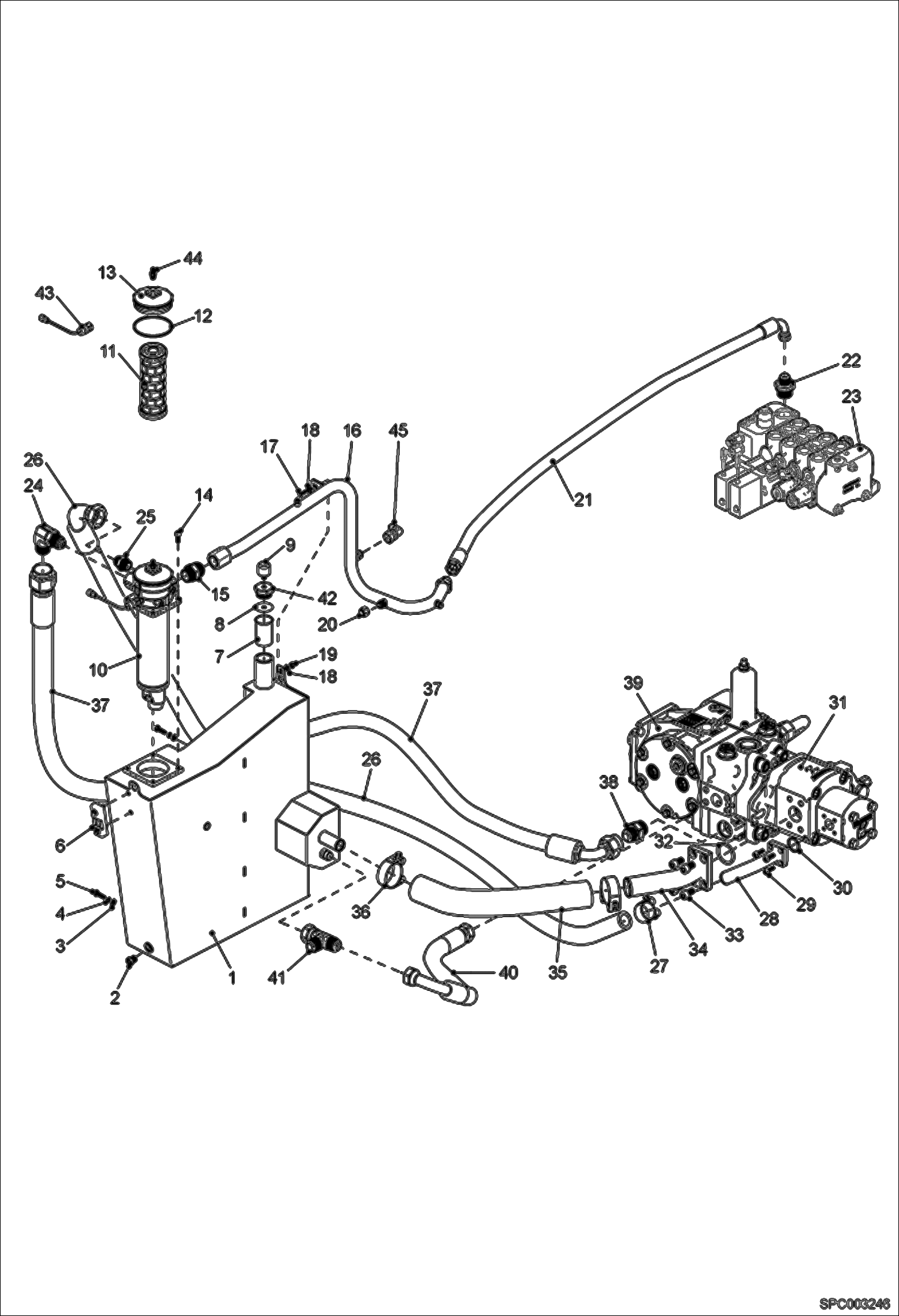 Схема запчастей Bobcat T35120SL - HYDRAULIC TANK INSTALLATION HYDRAULIC SYSTEM