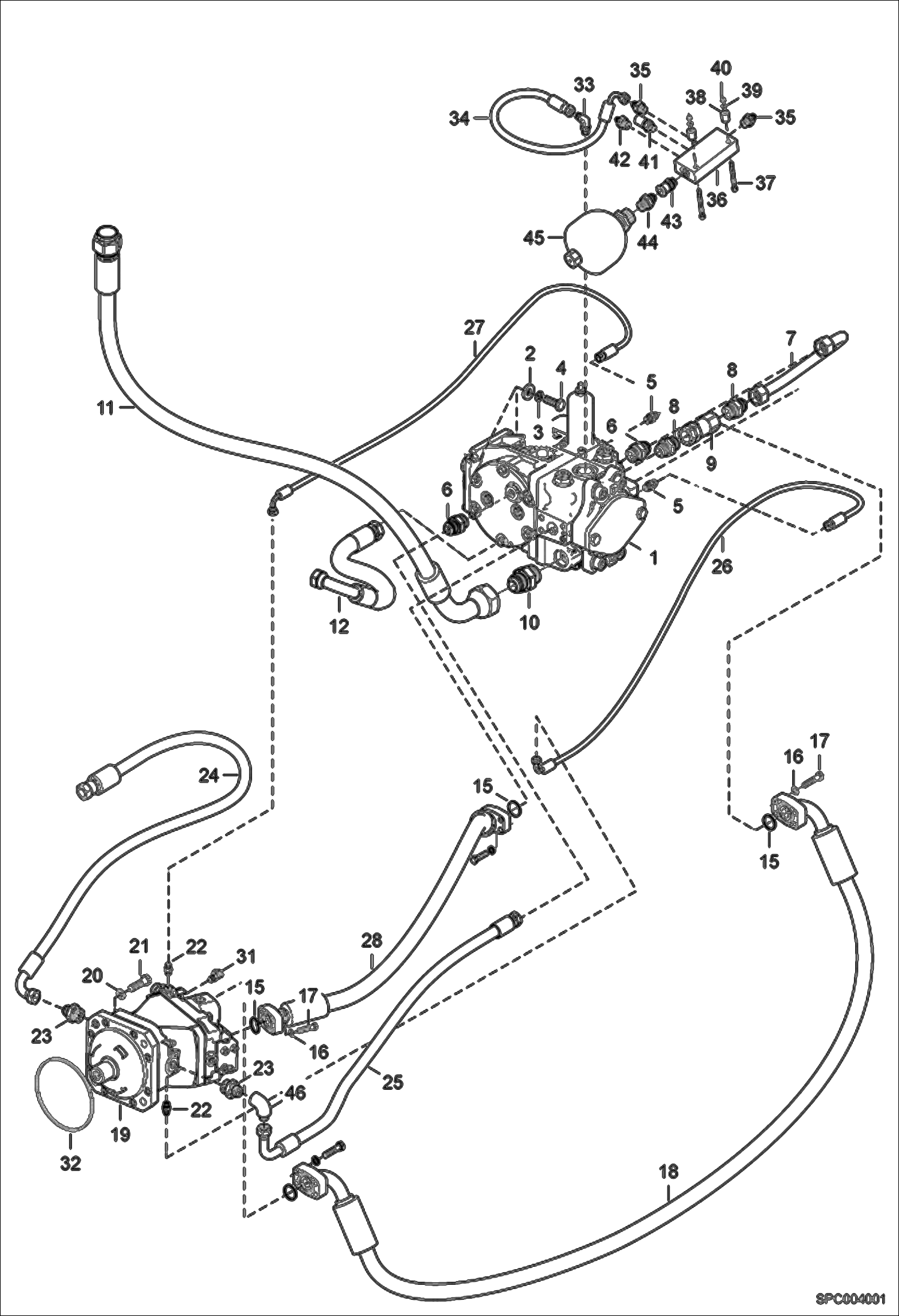 Схема запчастей Bobcat T40140 - HYDROSTATIC HOSES AND FITTINGS HYDROSTATIC SYSTEM