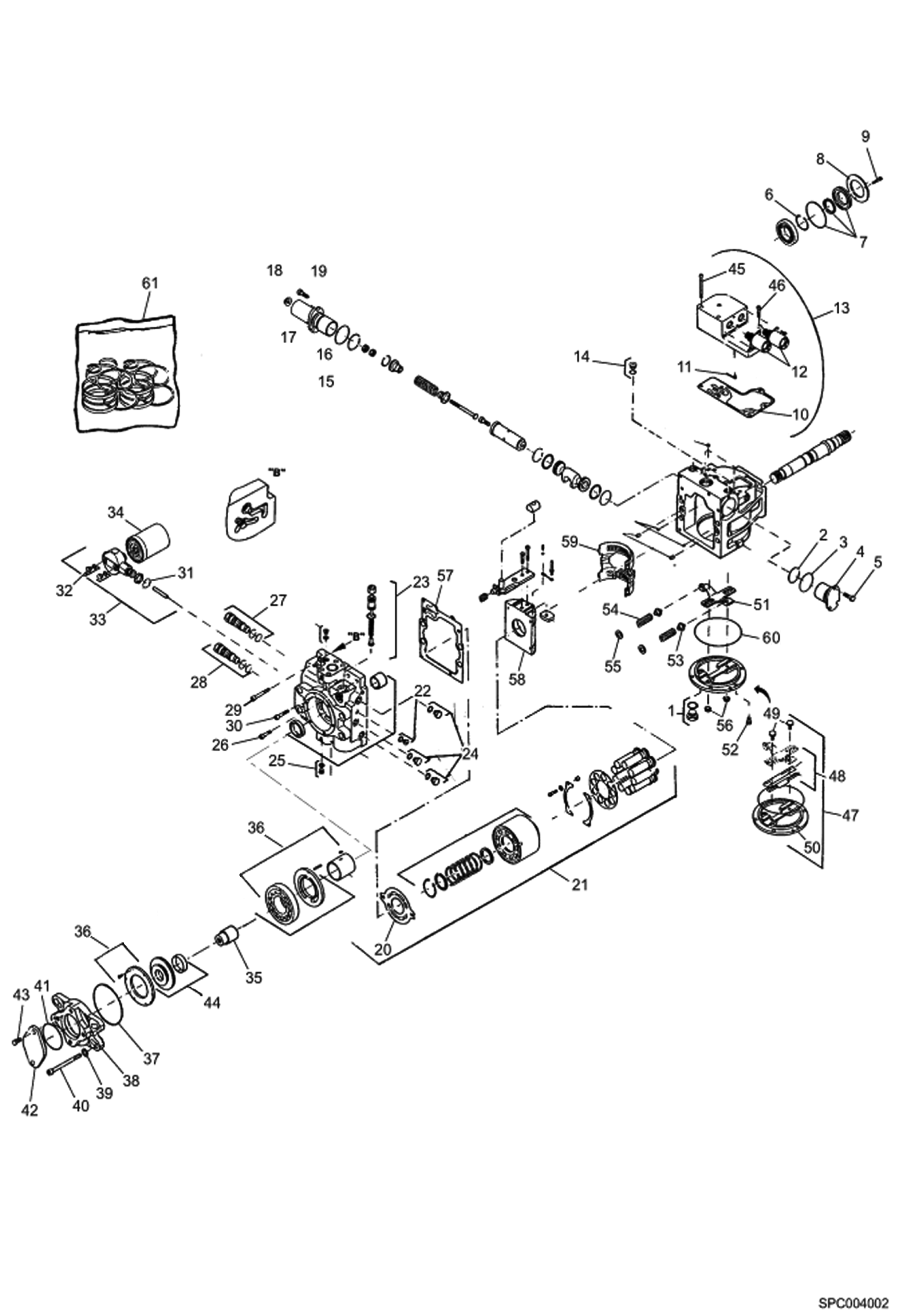 Схема запчастей Bobcat T3571 - HYDROSTATIC PUMP ASSY (S/N 362811001 - 11091, 362911001 - 11008) HYDROSTATIC SYSTEM