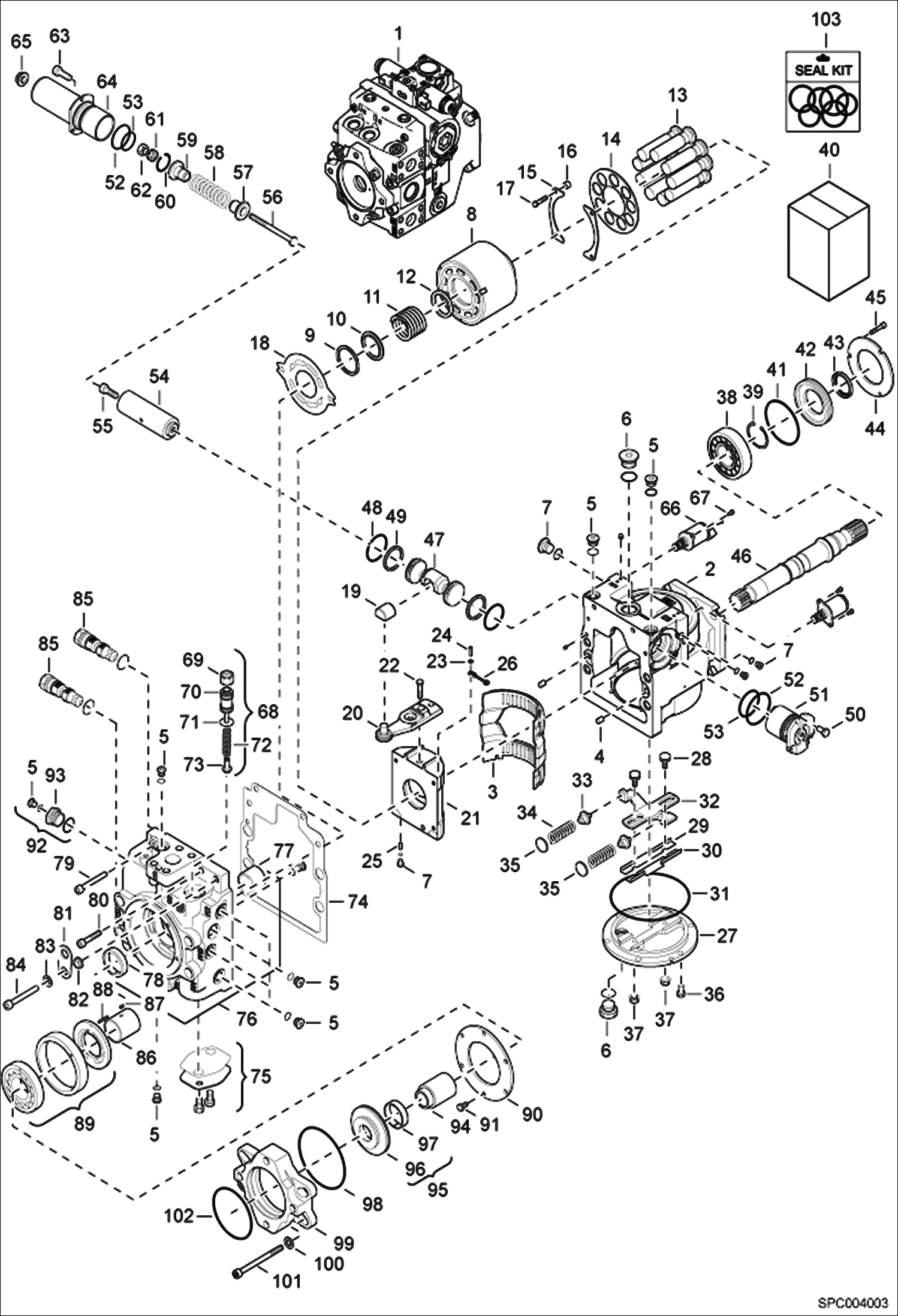 Схема запчастей Bobcat T35100L - HYDROSTATIC PUMP ASSY HYDROSTATIC SYSTEM
