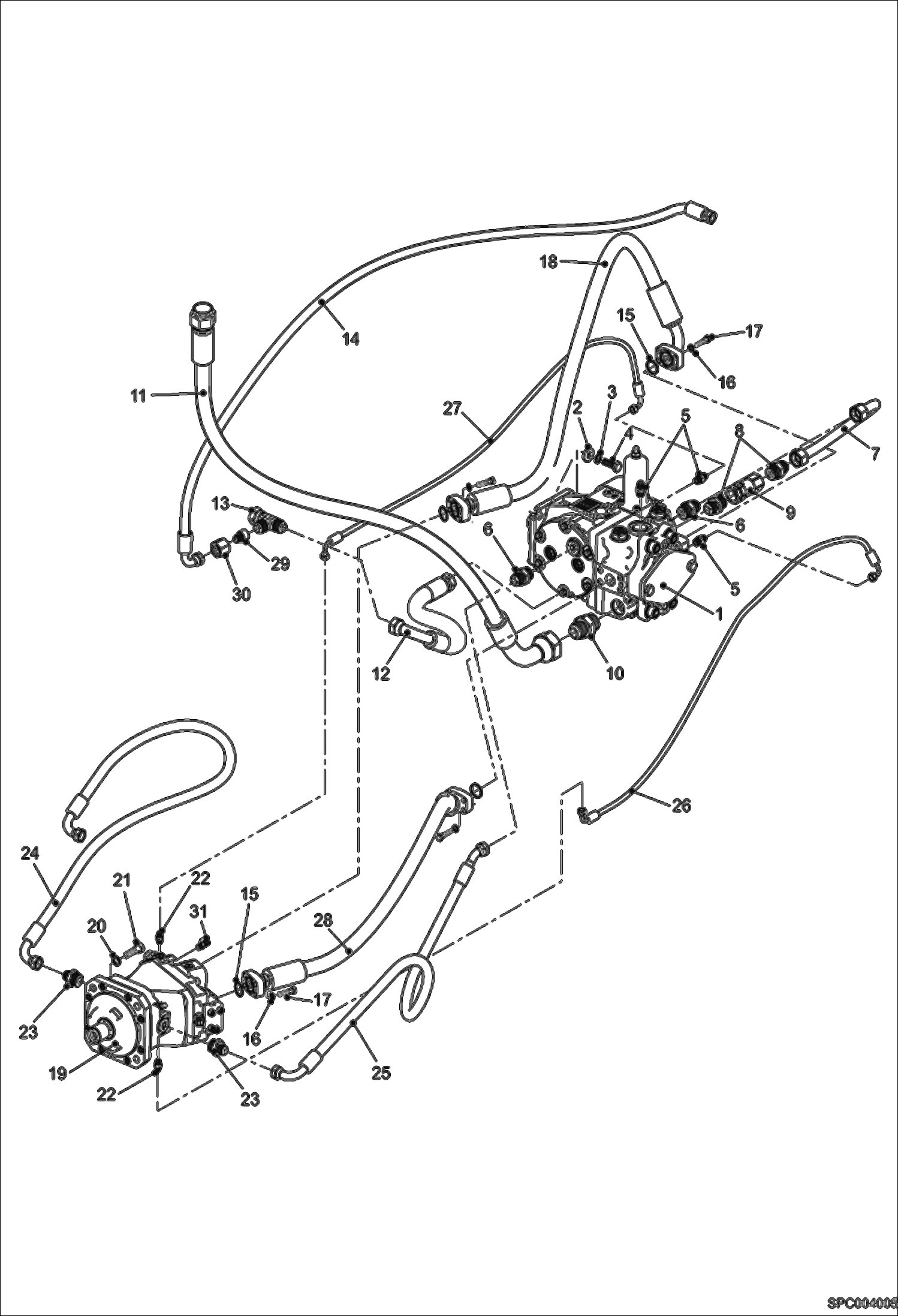 Схема запчастей Bobcat V723 - HYDROSTATIC HOSES AND FITTINGS HYDROSTATIC SYSTEM