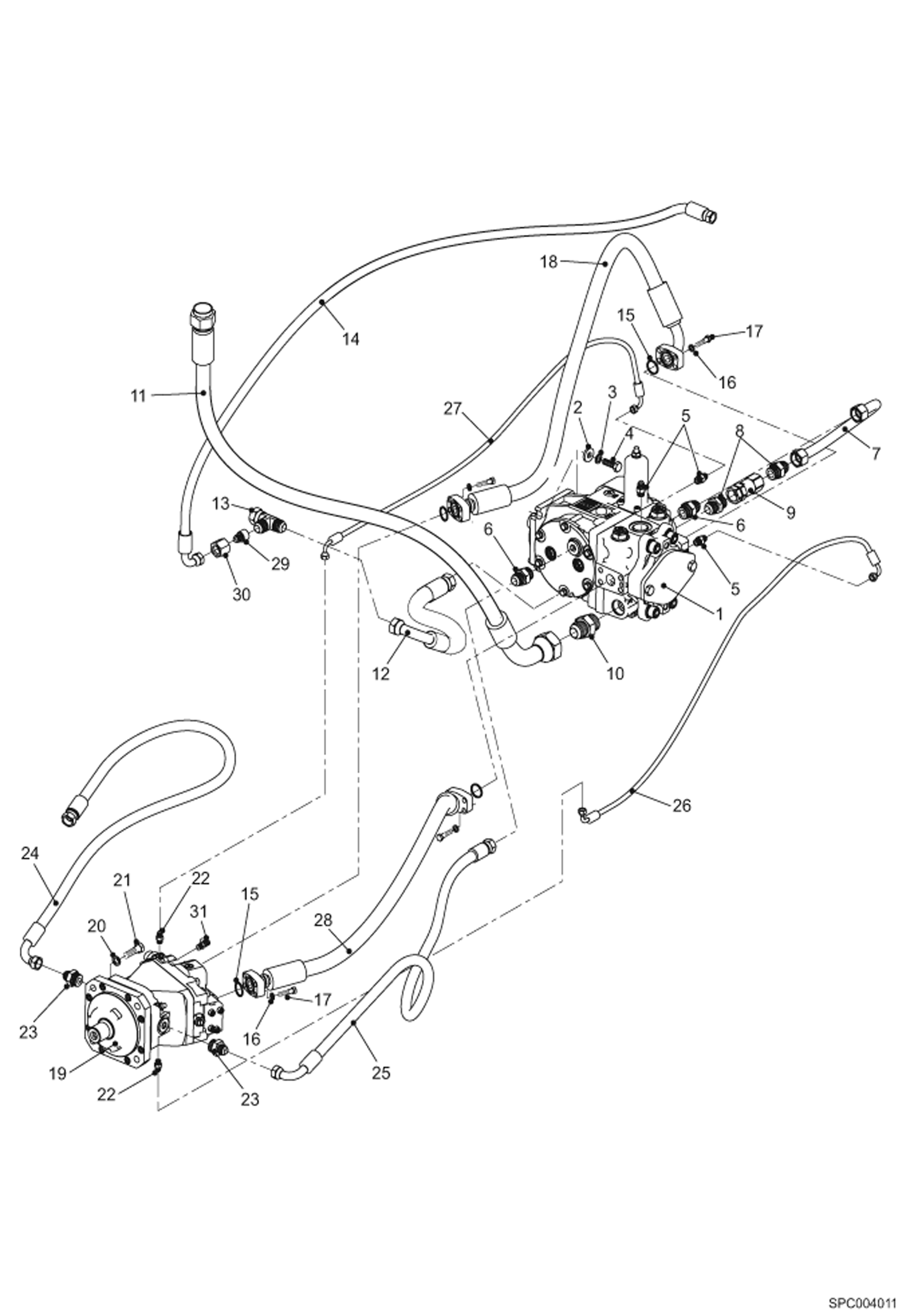 Схема запчастей Bobcat T35100L - HYDROSTATIC HOSES AND FITTINGS HYDROSTATIC SYSTEM