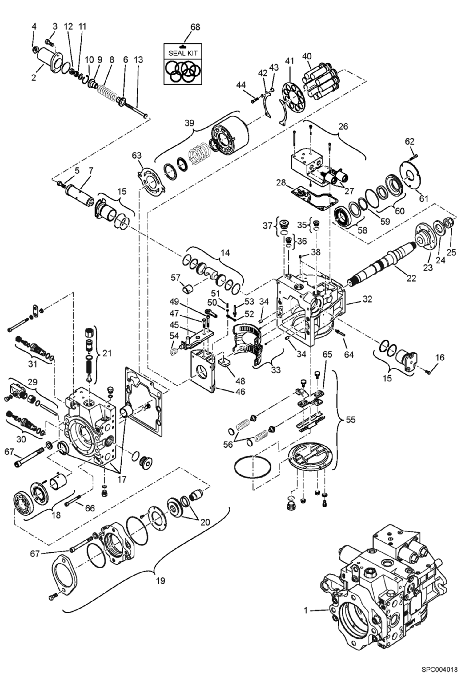 Схема запчастей Bobcat T2250 - HYDROSTATIC PUMP ASSY (S/N AC1911001 - 11999) HYDROSTATIC SYSTEM