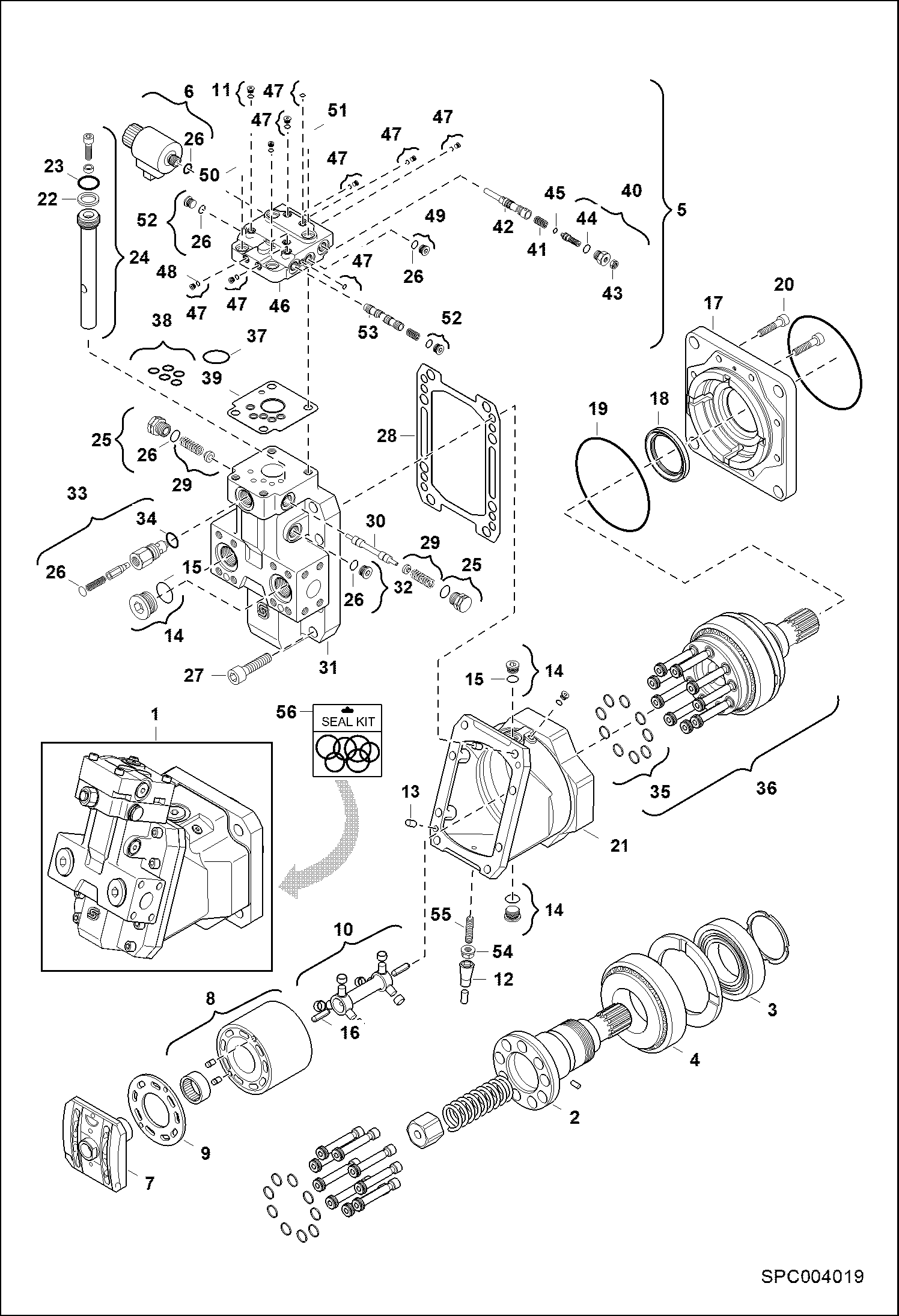 Схема запчастей Bobcat T2250 - HYDROSTATIC MOTOR ASSY HYDROSTATIC SYSTEM