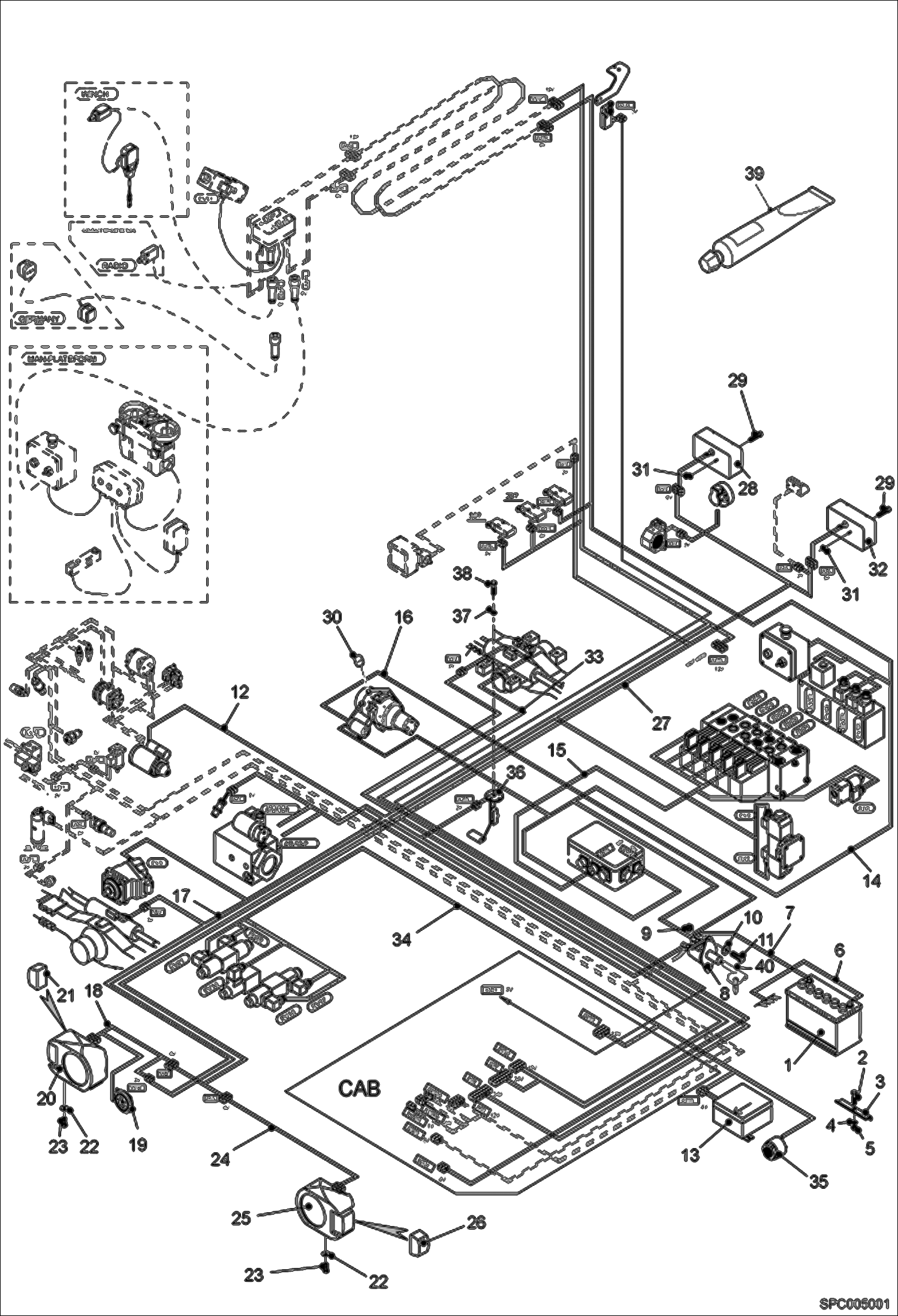 Схема запчастей Bobcat T40140 - ELECTRICAL CIRCUIT CHASSIS ELECTRICAL SYSTEM