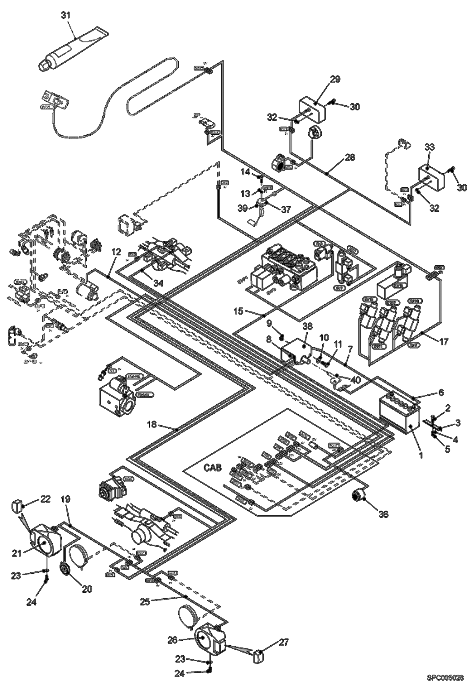 Схема запчастей Bobcat V518 - ELECTRICAL CIRCUIT CHASSIS ELECTRICAL SYSTEM