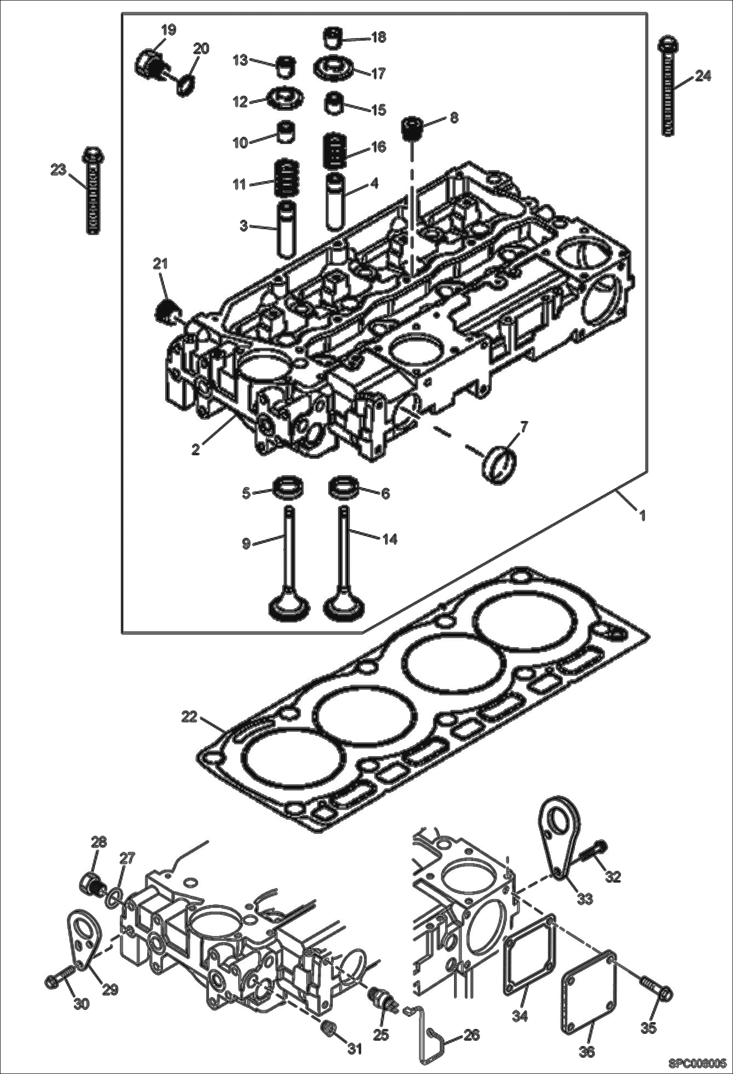 Схема запчастей Bobcat T35120L - CYLINDER HEAD POWER UNIT