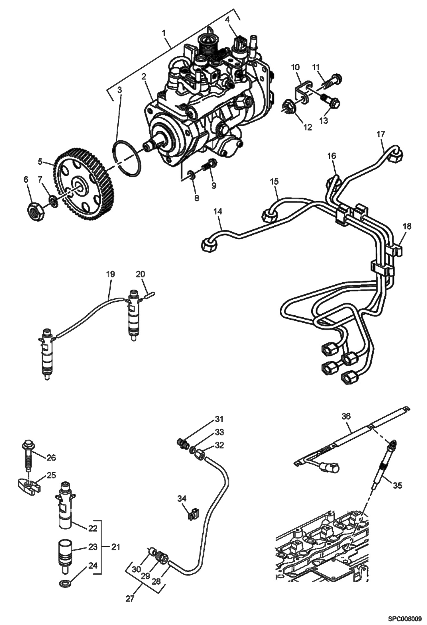 Схема запчастей Bobcat T35100L - FUEL INJECTION EQUIPMENT POWER UNIT