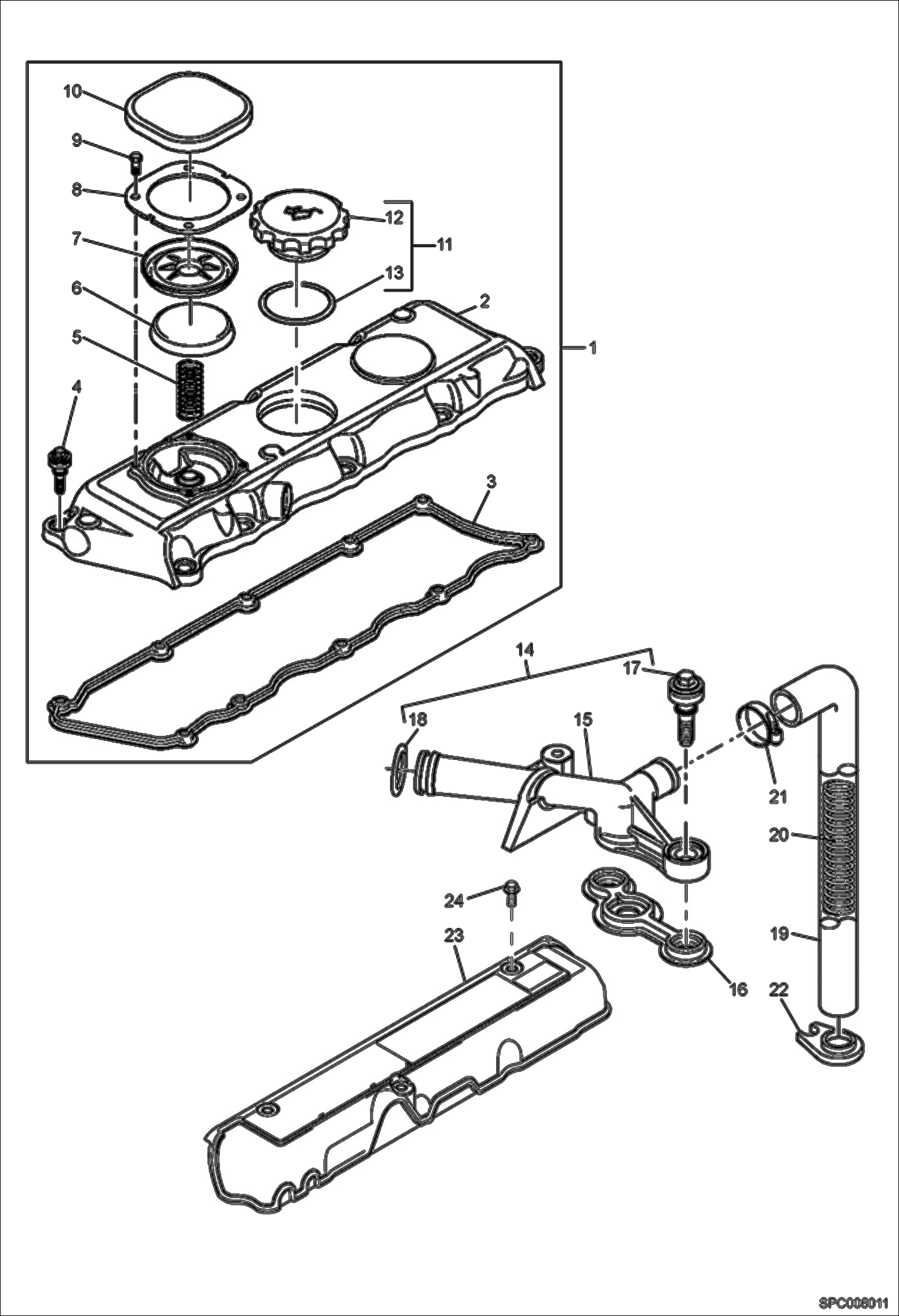 Схема запчастей Bobcat T3571L - CYLINDER HEAD COVER POWER UNIT
