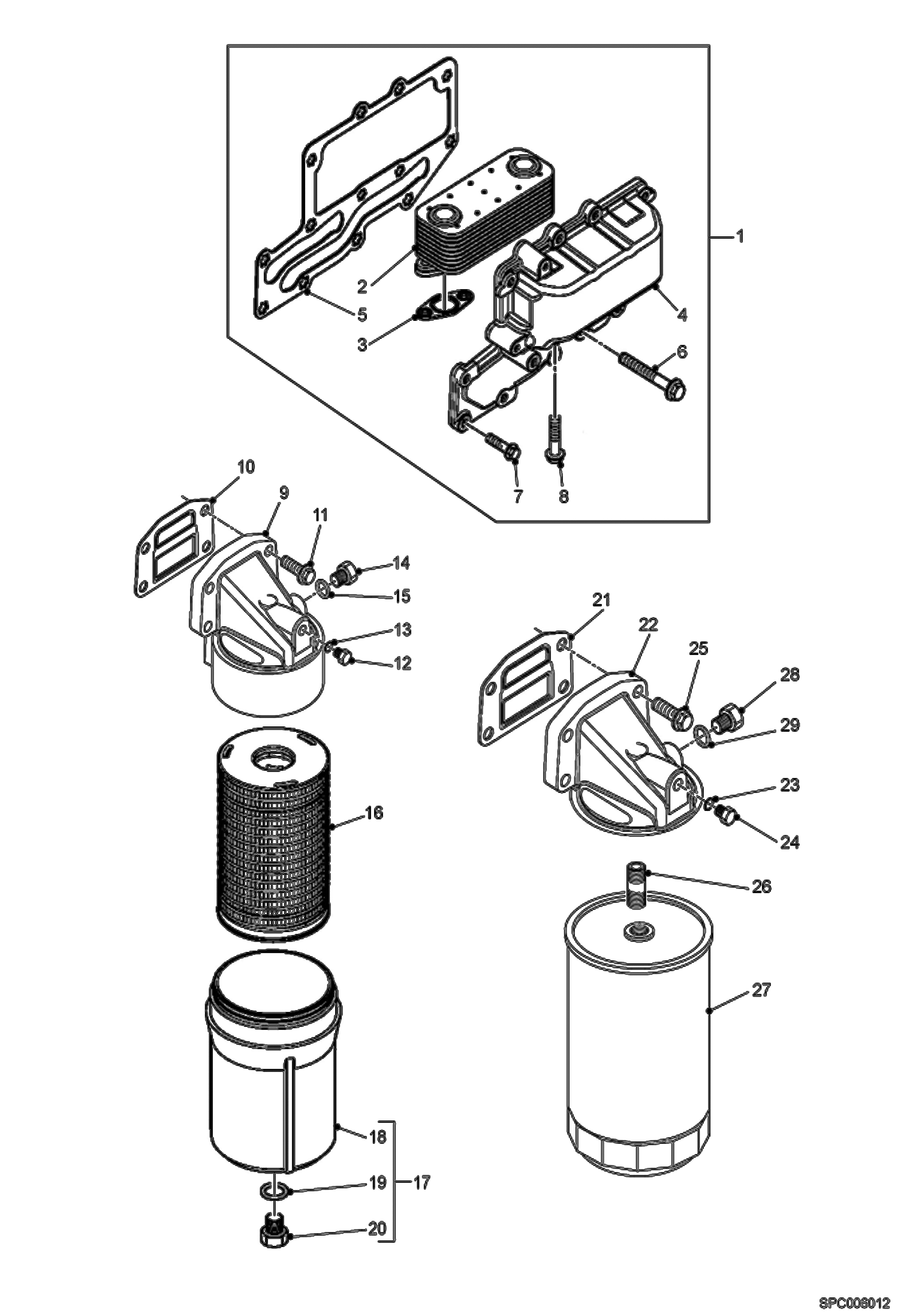 Схема запчастей Bobcat T40140 - OIL COOLER AND FILTER POWER UNIT