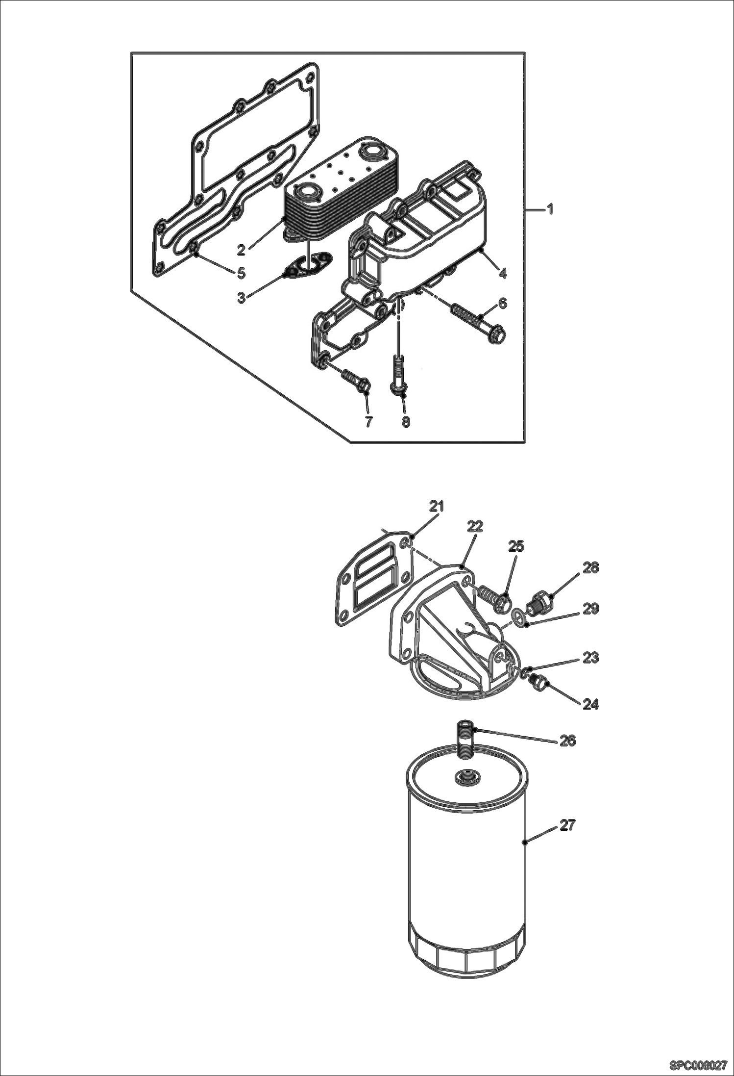Схема запчастей Bobcat T3571L - OIL COOLER AND FILTER POWER UNIT