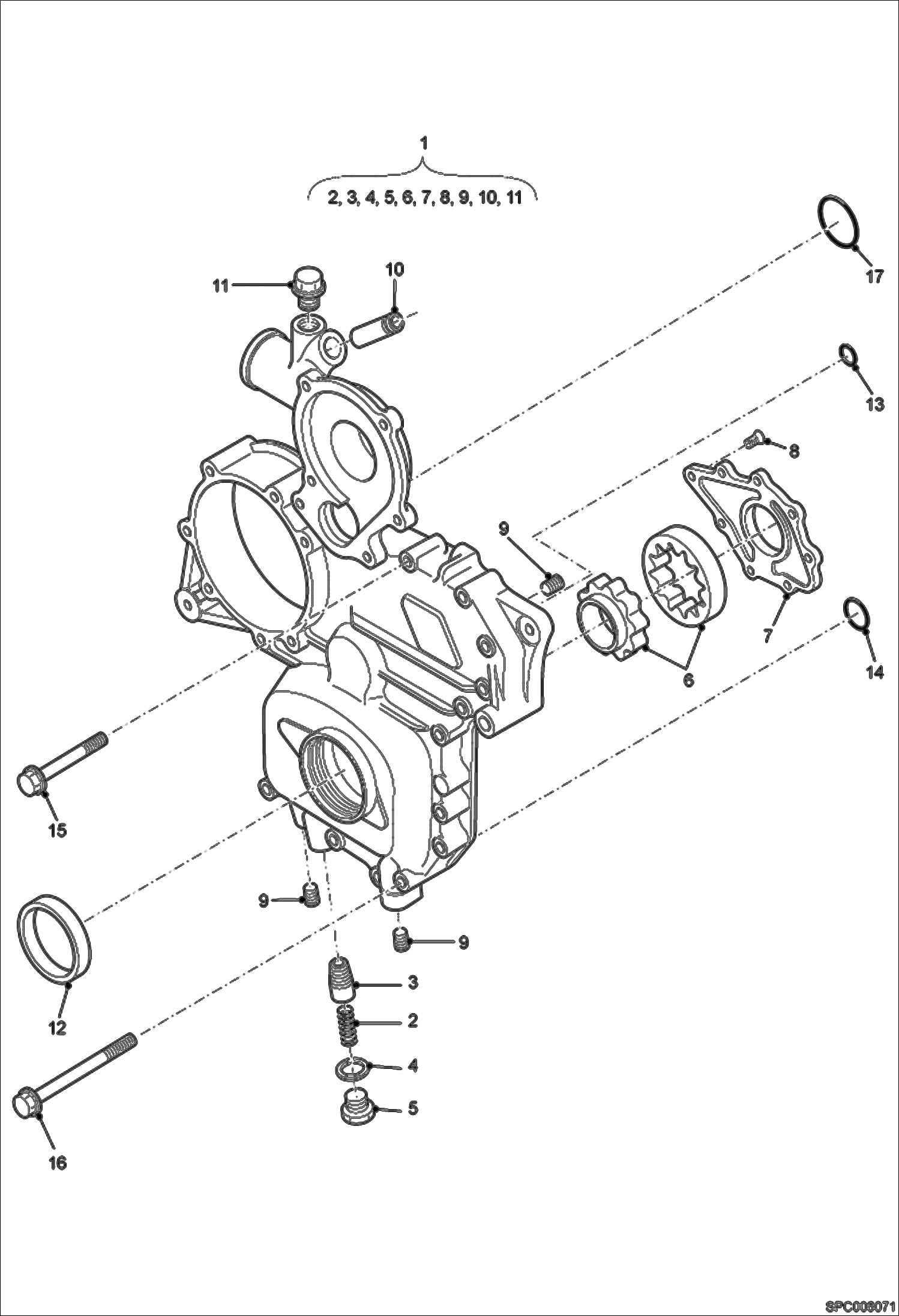 Схема запчастей Bobcat V417 - GEAR CASE POWER UNIT