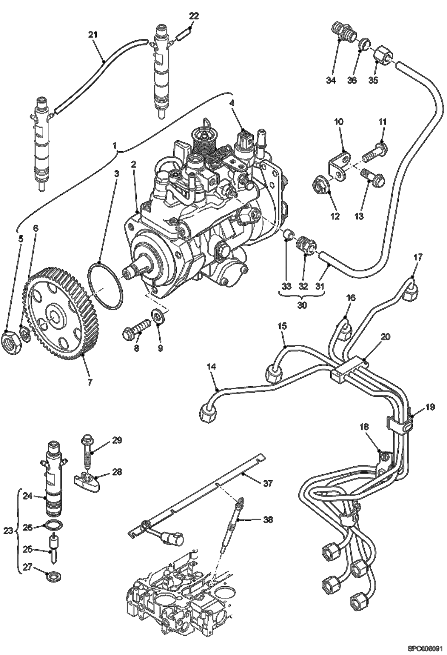 Схема запчастей Bobcat T3571L - FUEL INJECTION EQUIPMENT POWER UNIT