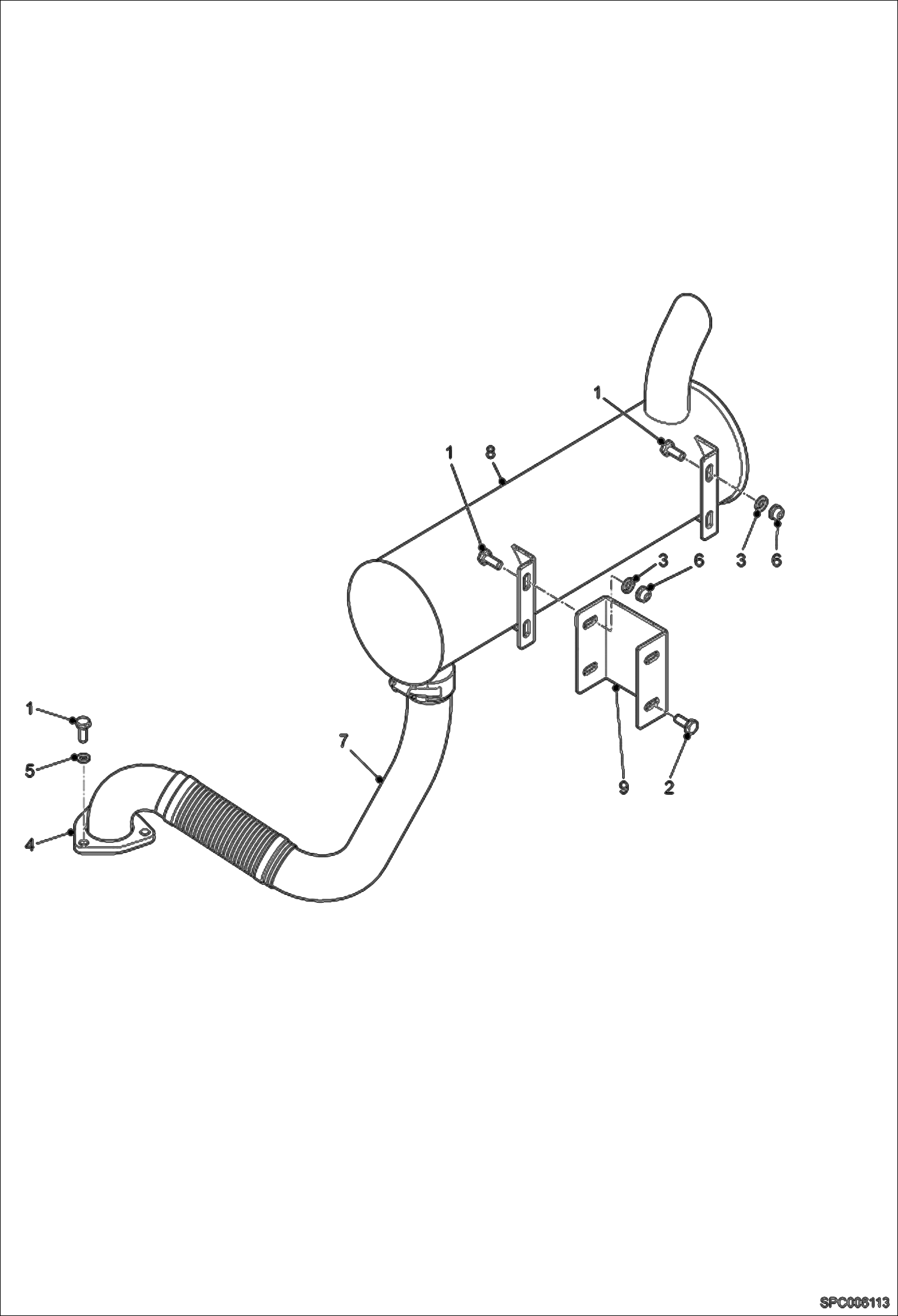 Схема запчастей Bobcat V723 - EXHAUST SYSTEM (S/N 367812054 & Above, 368012181 & Above, 368112064 & Above) POWER UNIT