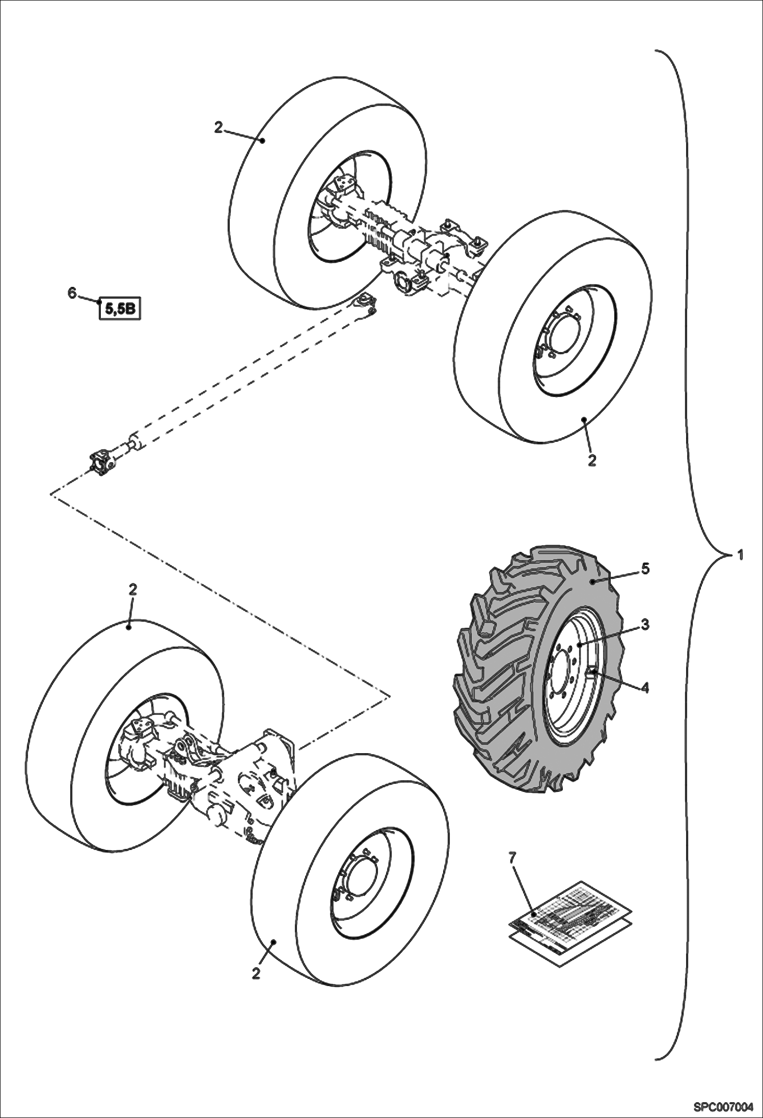 Схема запчастей Bobcat T40140 - DUNLOP 405/70-R20 SPT9 WHEELS (S/N 363211001 - 12000) ACCESSORIES & OPTIONS