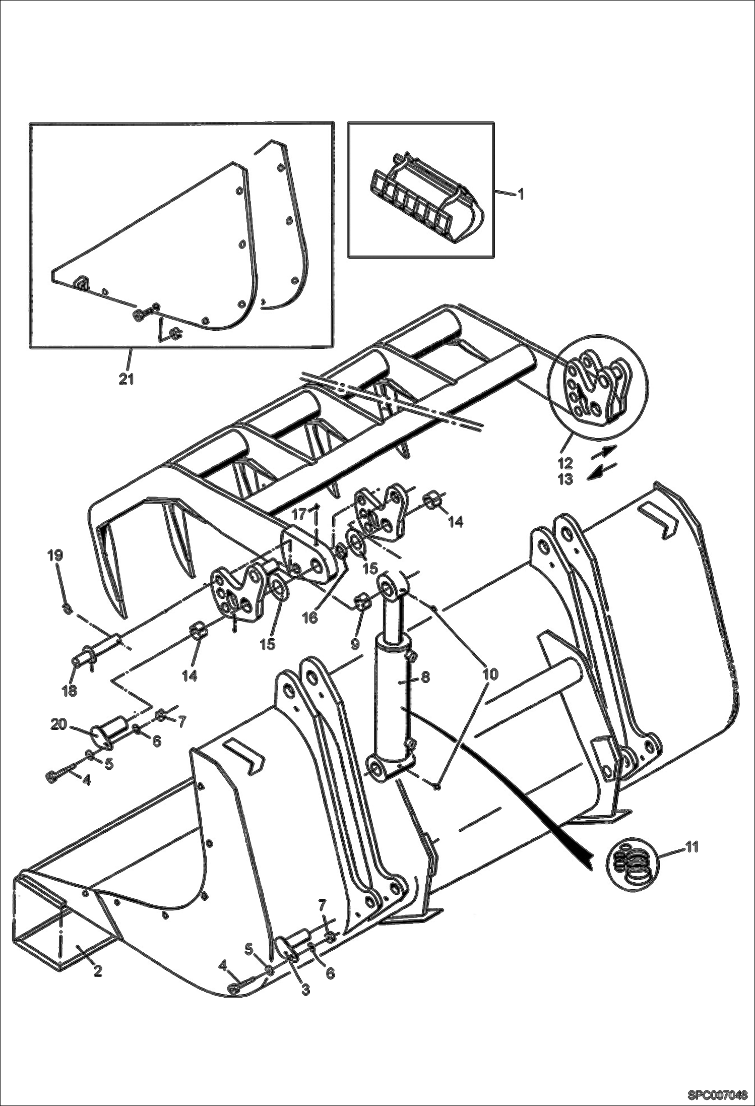 Схема запчастей Bobcat T2556 - BUCKET WITH GRAB ACCESSORIES & OPTIONS