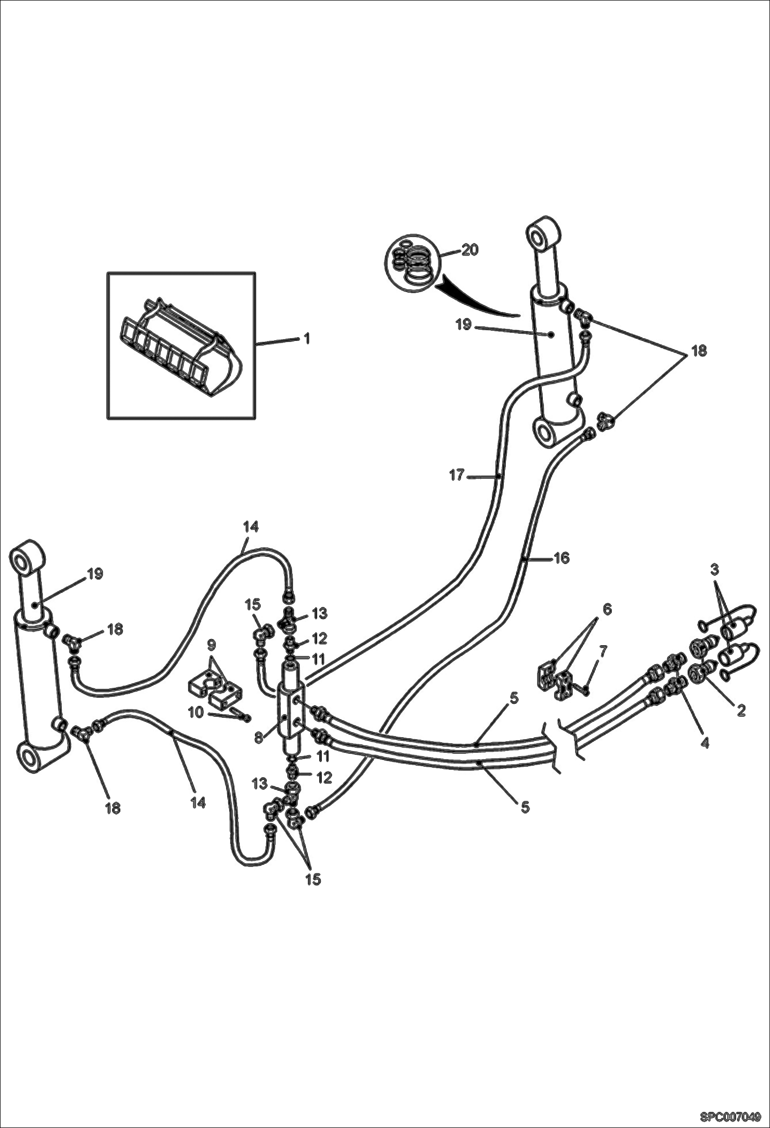 Схема запчастей Bobcat T2556 - BUCKET WITH GRAB - HYDRAULICS ACCESSORIES & OPTIONS