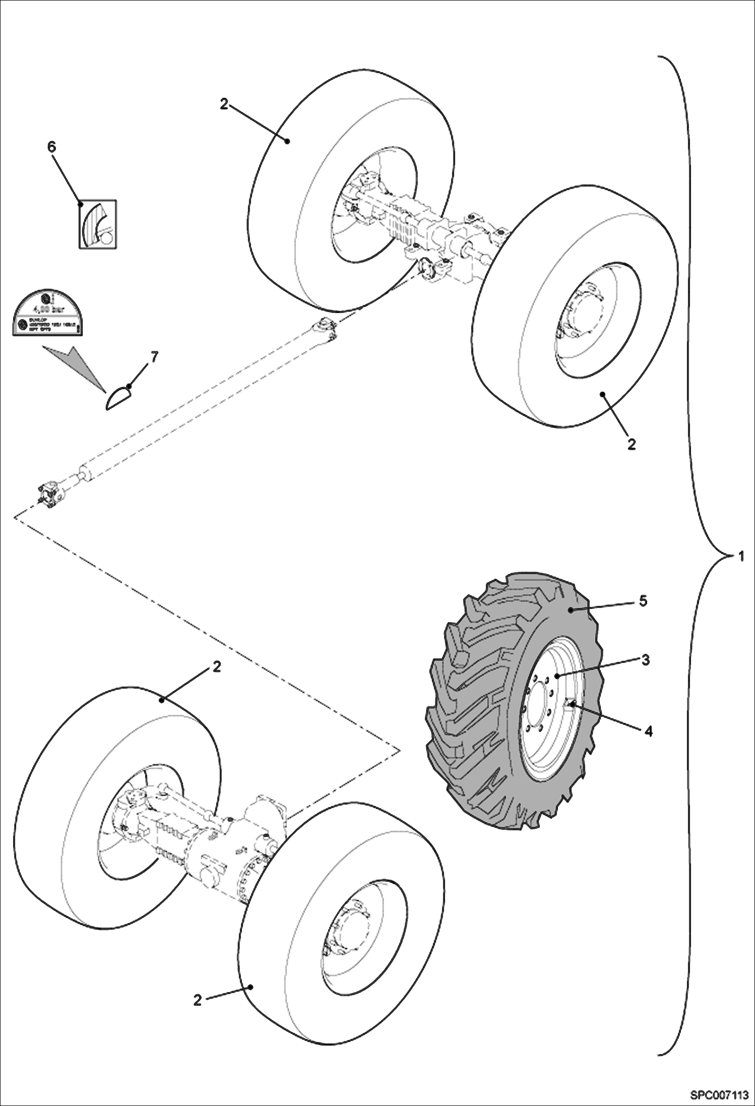 Схема запчастей Bobcat T2556 - DUNLOP 405/70-R20 SPT9 WHEELS ACCESSORIES & OPTIONS